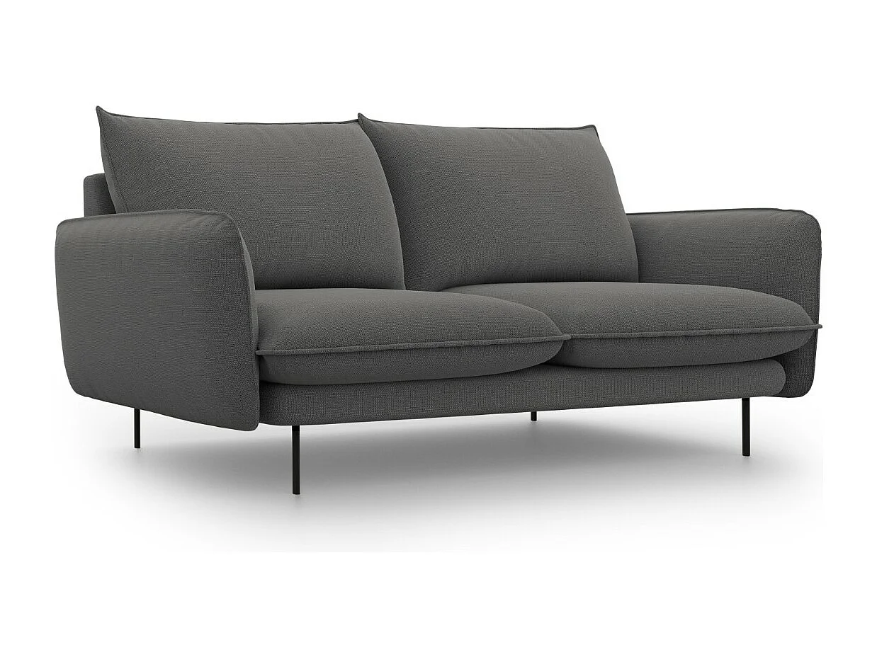 Cosmopolitan Design - Sofa, "Vienna" 2 miejsca tkanina strukturalna, szary ciemny - 160x92x95cm 3745303 - obrazek 1