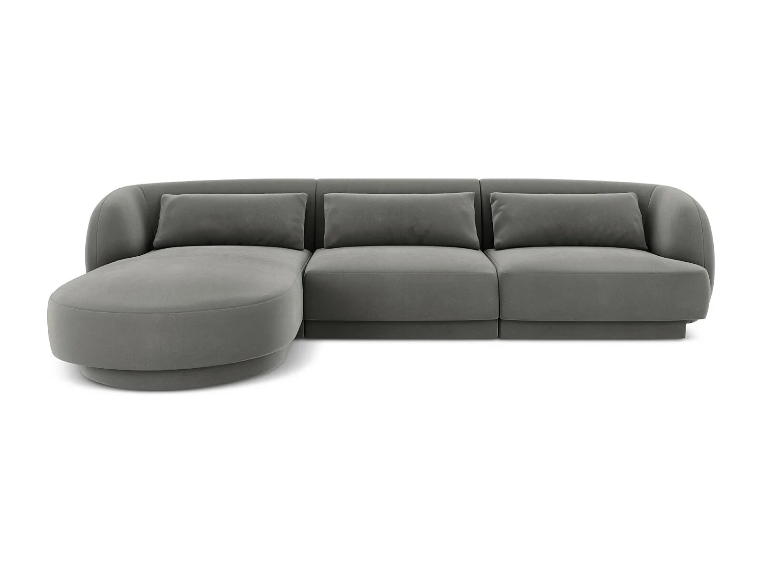 Cosmopolitan Design - Narożnik lewy, "Tulum" 4 miejsca welur, szary jasny - 255x156x70cm 3745305 - obrazek 1
