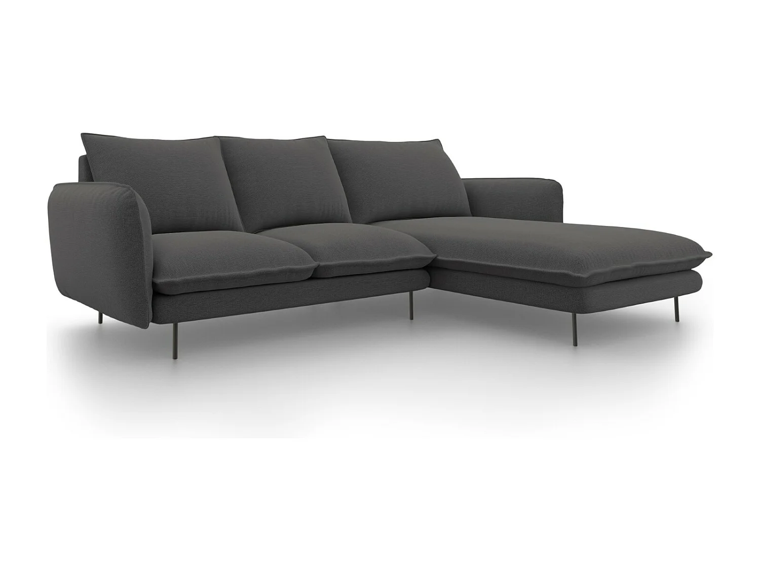 Cosmopolitan Design – Narożnik prawy, „Vienna” 5 miejsc tkanina strukturalna, szary ciemny – 255x170x95cm 3745309