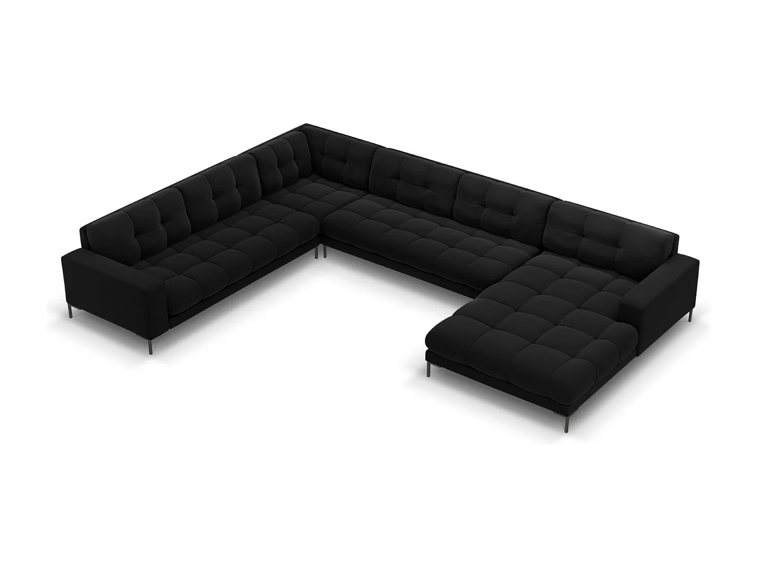Cosmopolitan Design – Narożnik lewy panoramiczny, „Bali” 7 miejsc welur, czarny – 327x256x75cm 3745350