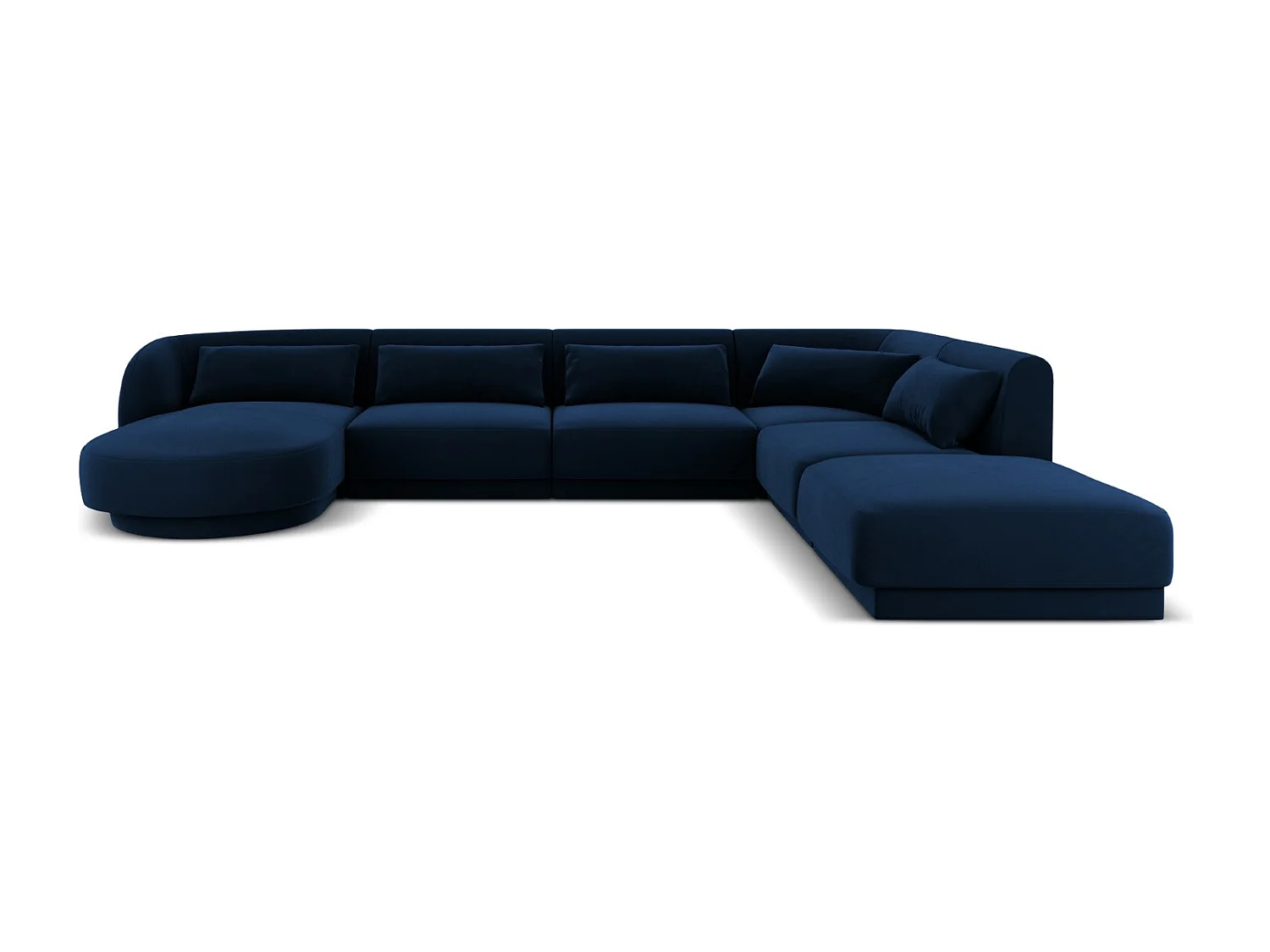 Cosmopolitan Design - Narożnik prawy panoramiczny, "Tulum" 6 miejsc welur, błękit królewski - 330x255x70cm 3745363 - obrazek 1