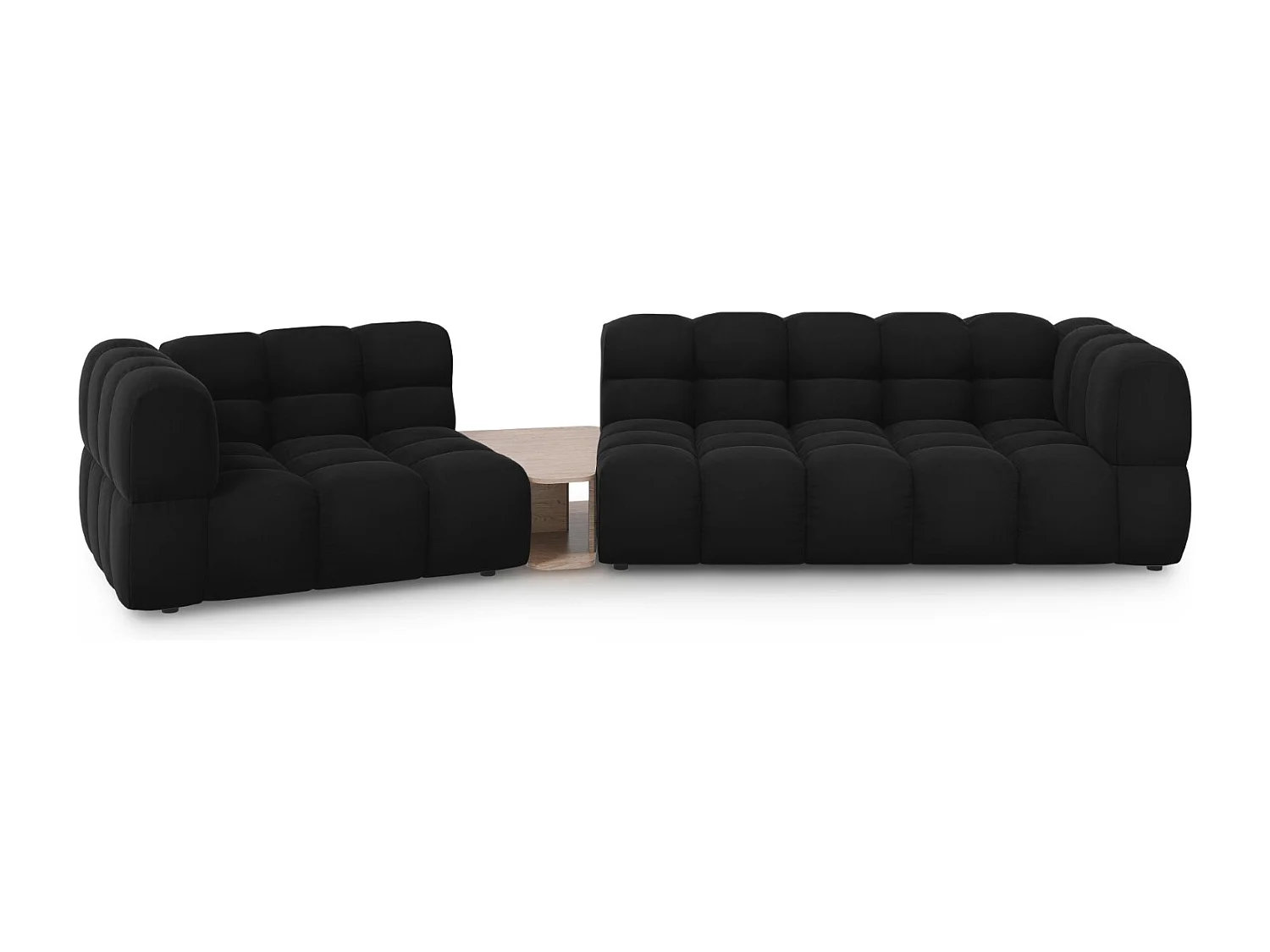 Cosmopolitan Design - Sofa modułowa bok lewy, "Sky" 3 miejsca welur, czarny - 353x148x75cm 3745362 - obrazek 1