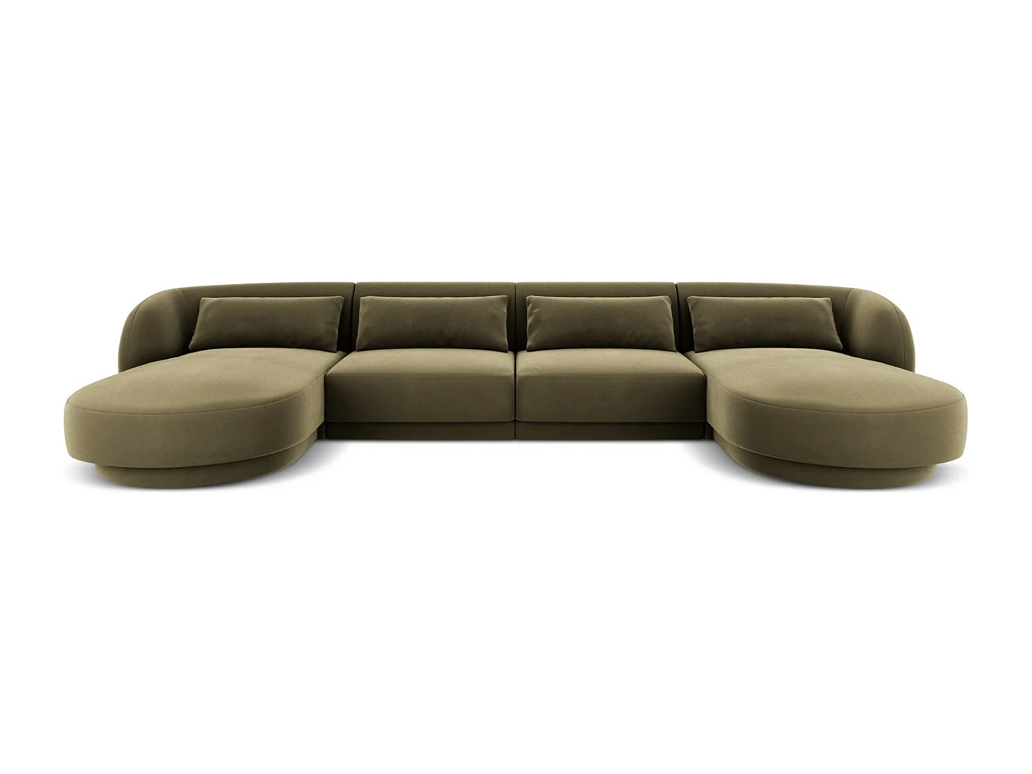 Cosmopolitan Design - Sofa panoramiczna, "Tulum" 5 miejsc welur, zielony - 330x156x70cm 3745367 - obrazek 1