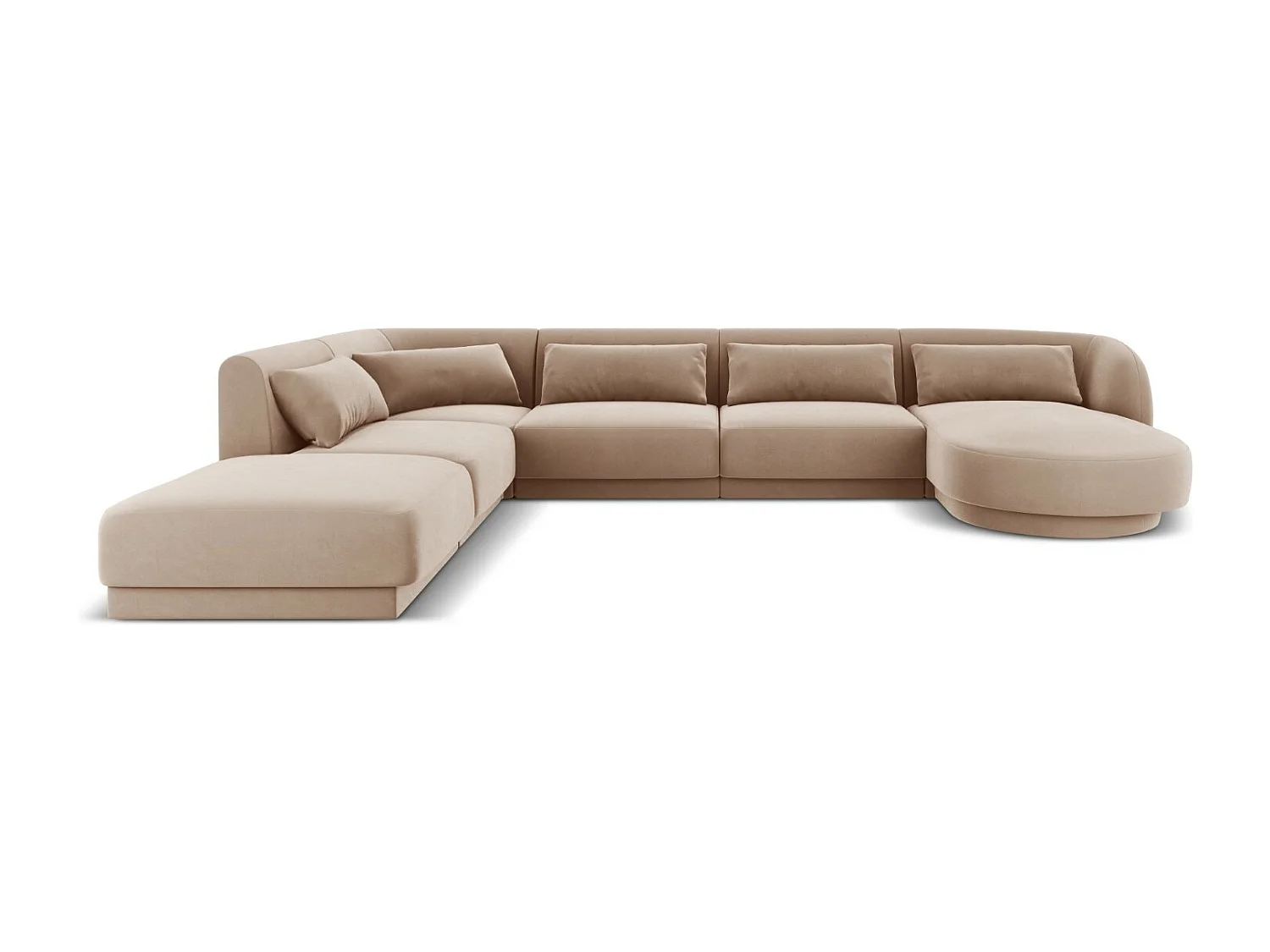 Cosmopolitan Design – Narożnik lewy panoramiczny, „Tulum” 6 miejsc welur, beż – 330x255x70cm 3745369