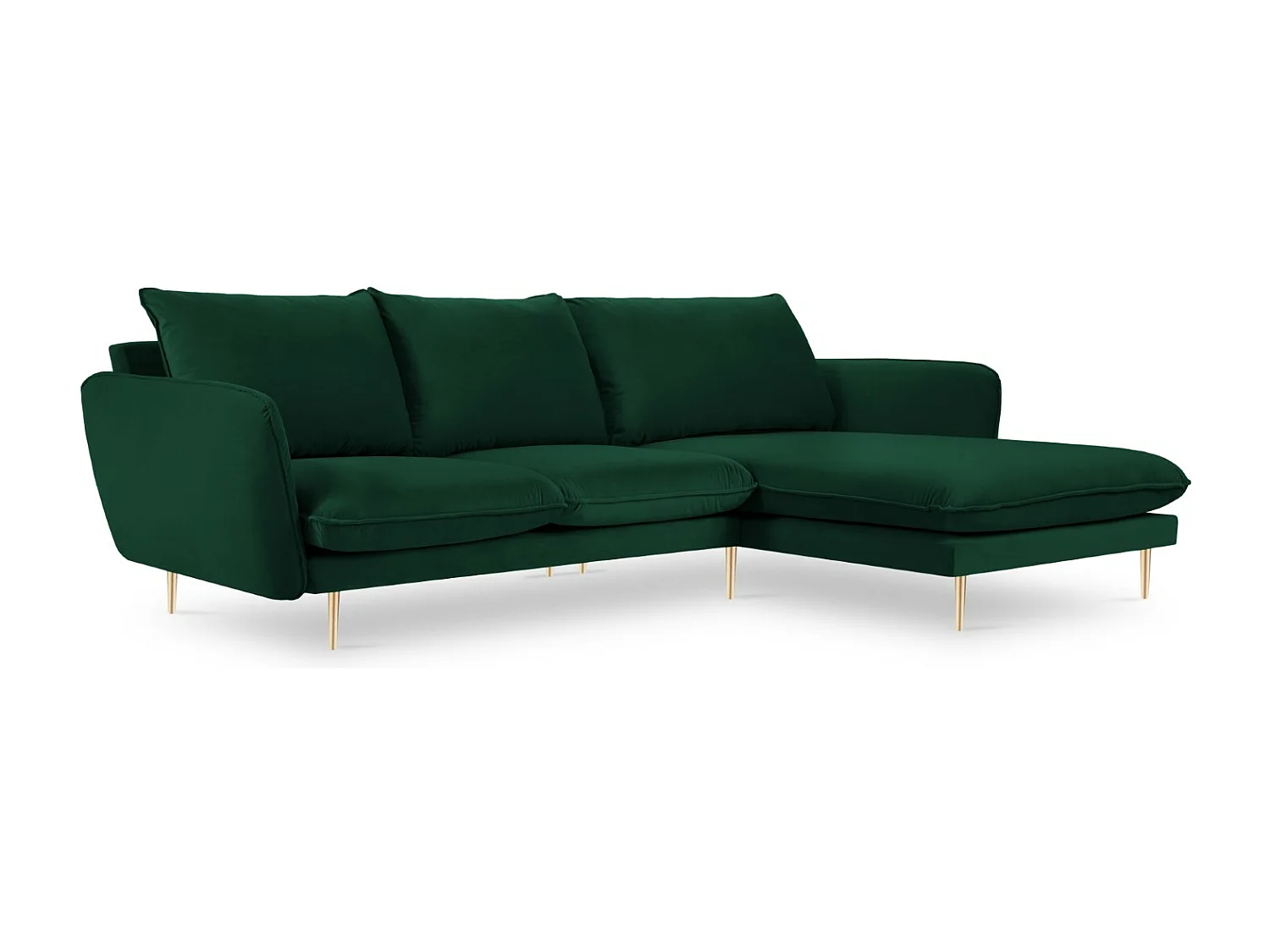 Cosmopolitan Design – Narożnik prawy, „Vienna” 5 miejsc welur, zielony butelkowy – 255x170x95cm 3745373