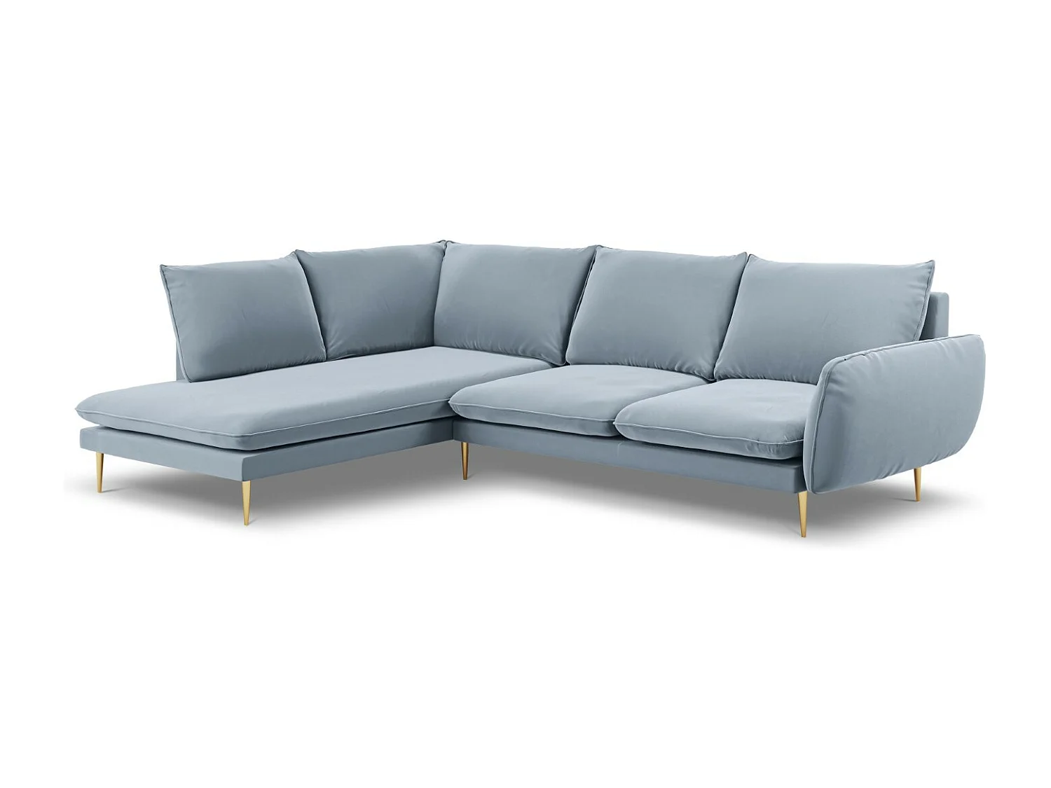 Cosmopolitan Design - Narożnik lewy, "Vienna" 6 miejsc welur, niebieski jasny - 275x185x95cm 3745370 - obrazek 1