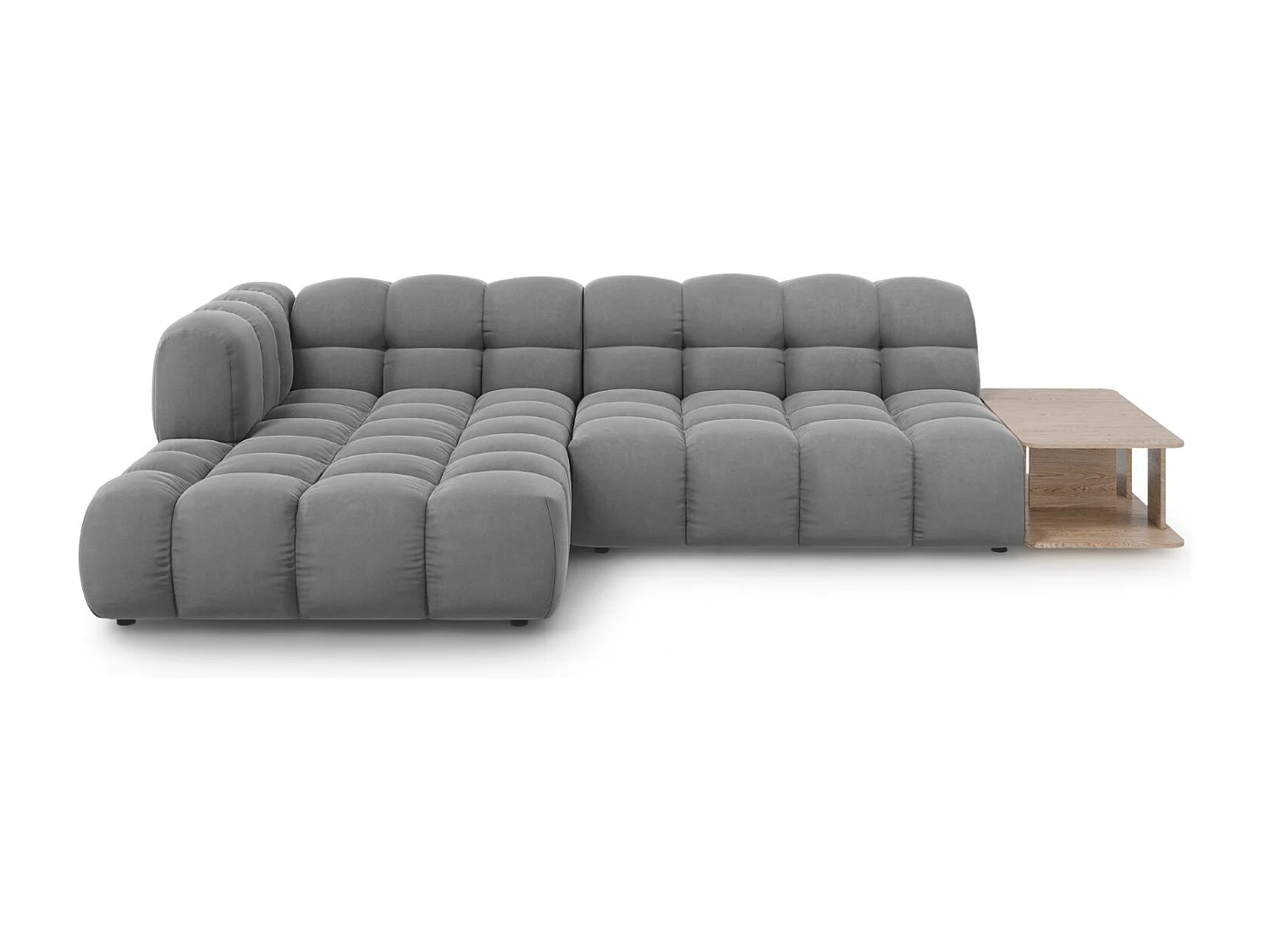 Cosmopolitan Design – Narożnik lewy panoramiczny, „Sky” 4 miejsca welur, szary jasny – 297x162x75cm 3745383