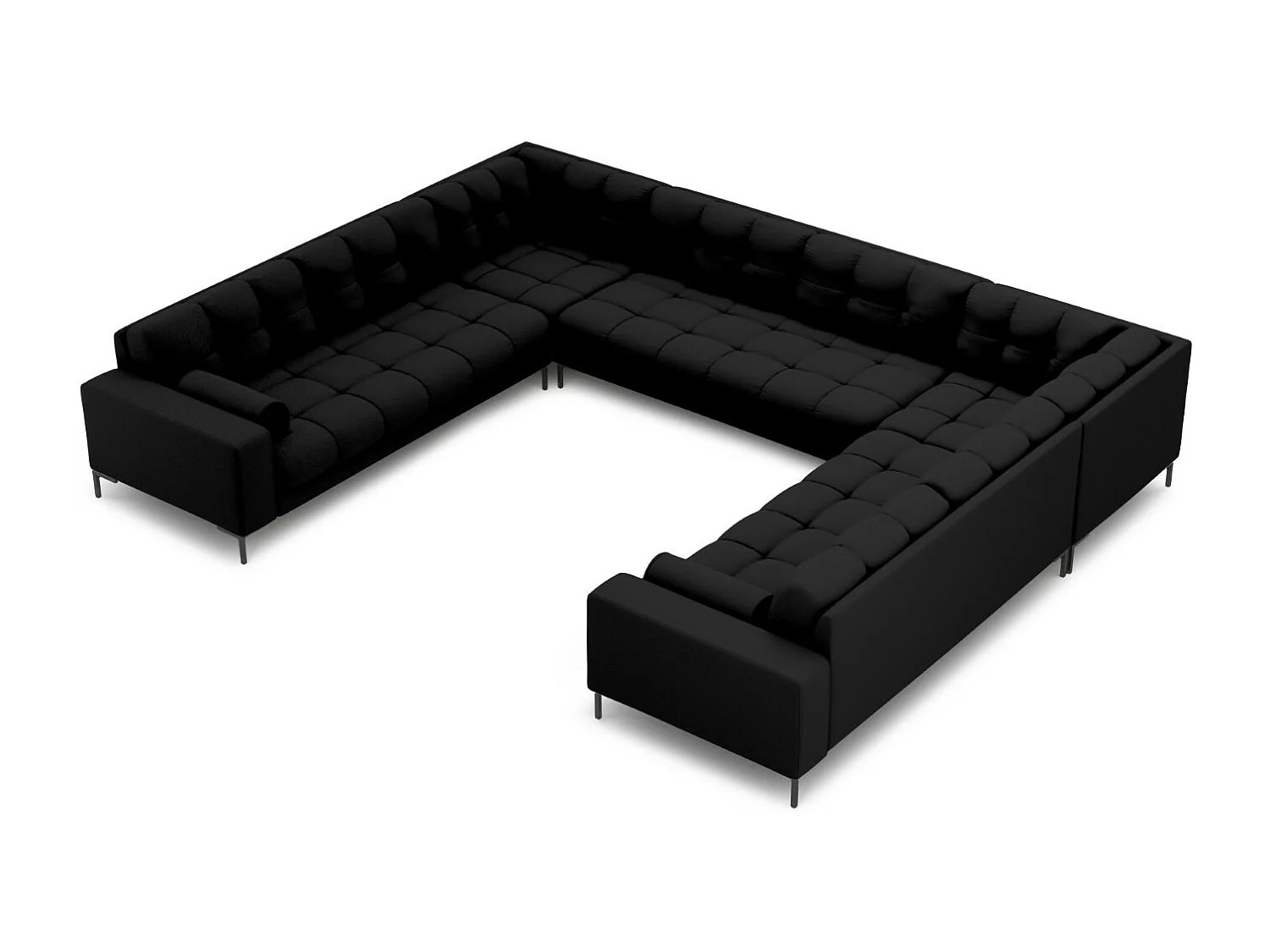 Cosmopolitan Design - Sofa panoramiczna, "Bali" 9 miejsc tkanina strukturalna, czarny - 327x256x75cm 3745393 - obrazek 1