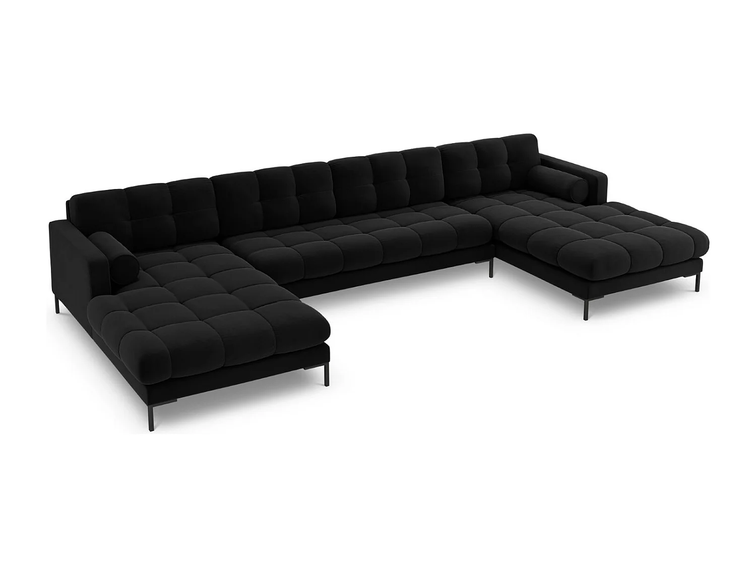 Cosmopolitan Design - Sofa panoramiczna, "Bali" 7 miejsc welur, czarny - 383x185x75cm 3745415 - obrazek 1