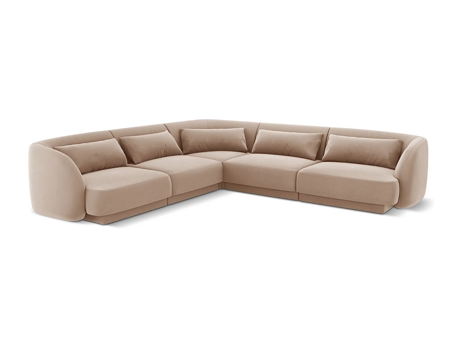 Cosmopolitan Design - Narożnik symetryczny, "Tulum" 5 miejsc welur, beż - 255x255x70cm 3745420 - obrazek 1