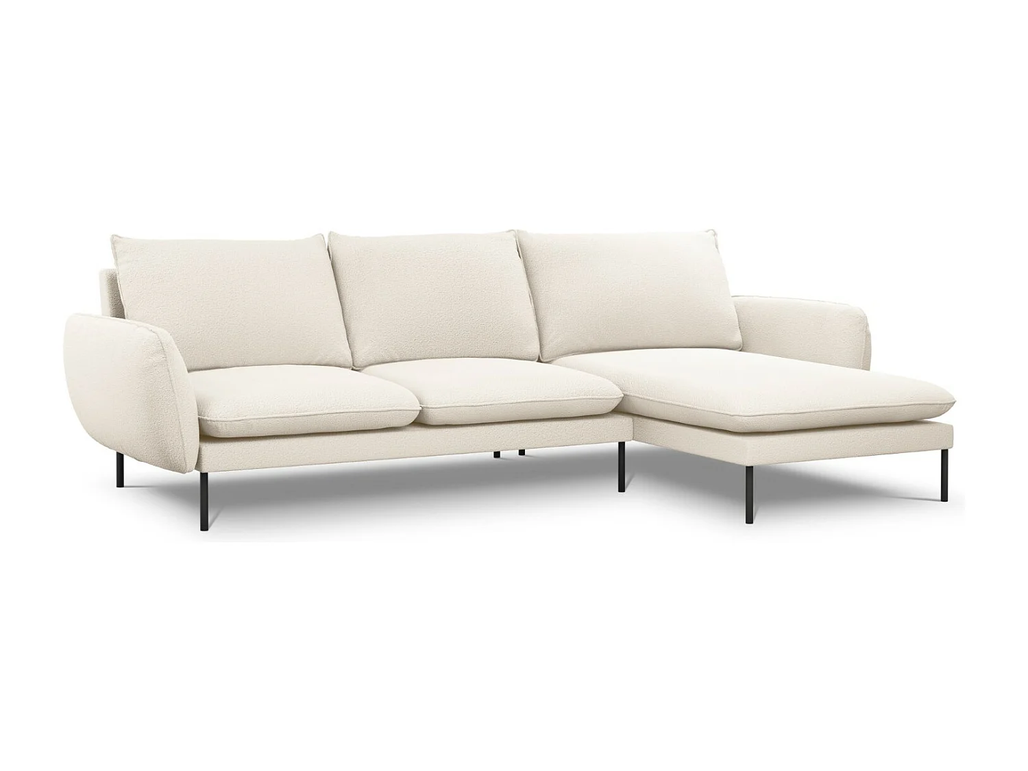 Cosmopolitan Design – Narożnik prawy, „Vienna” 5 miejsc boucle, beż – 255x170x95cm 3745448
