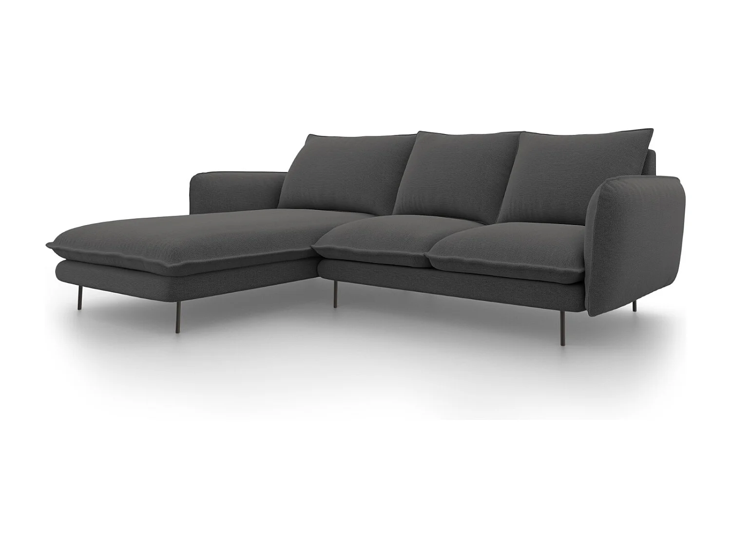 Cosmopolitan Design - Narożnik lewy, "Vienna" 5 miejsc tkanina strukturalna, szary ciemny - 255x170x95cm 3745463 - obrazek 1