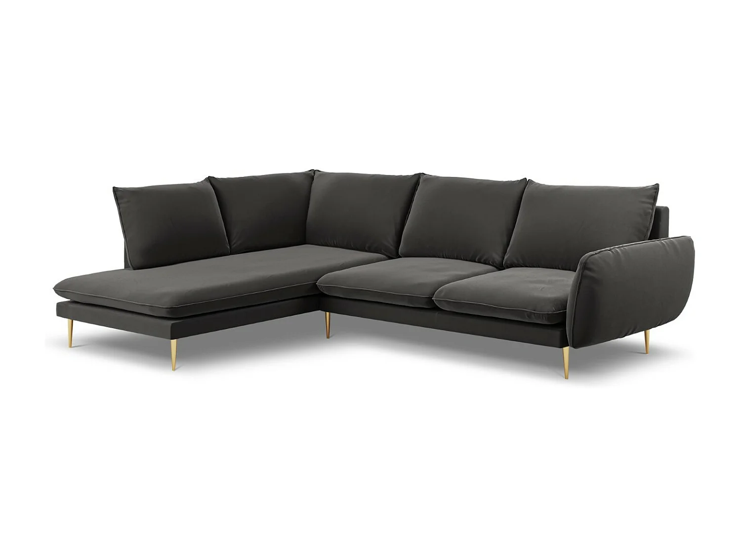 Cosmopolitan Design - Narożnik lewy, "Vienna" 6 miejsc welur, szary ciemny - 275x185x95cm 3745465 - obrazek 1
