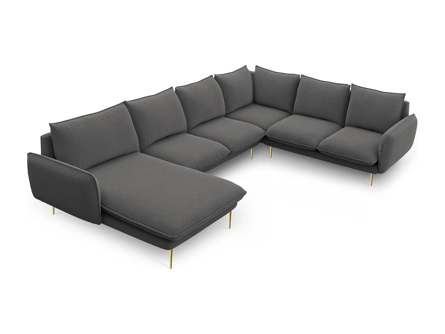 Cosmopolitan Design - Narożnik prawy panoramiczny, "Vienna" 7 miejsc tkanina strukturalna, szary ciemny - 330x235x95cm 3745466 - obrazek 1