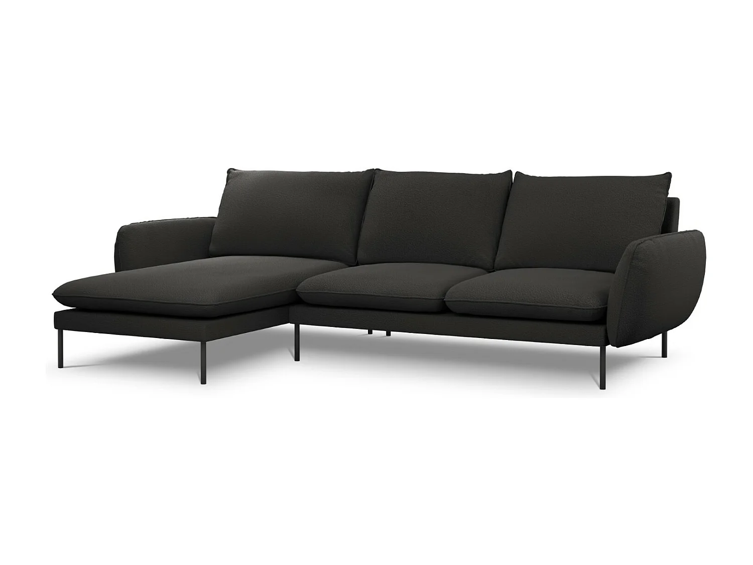 Cosmopolitan Design - Narożnik lewy, "Vienna" 5 miejsc boucle, czarny - 255x170x95cm 3745494 - obrazek 1