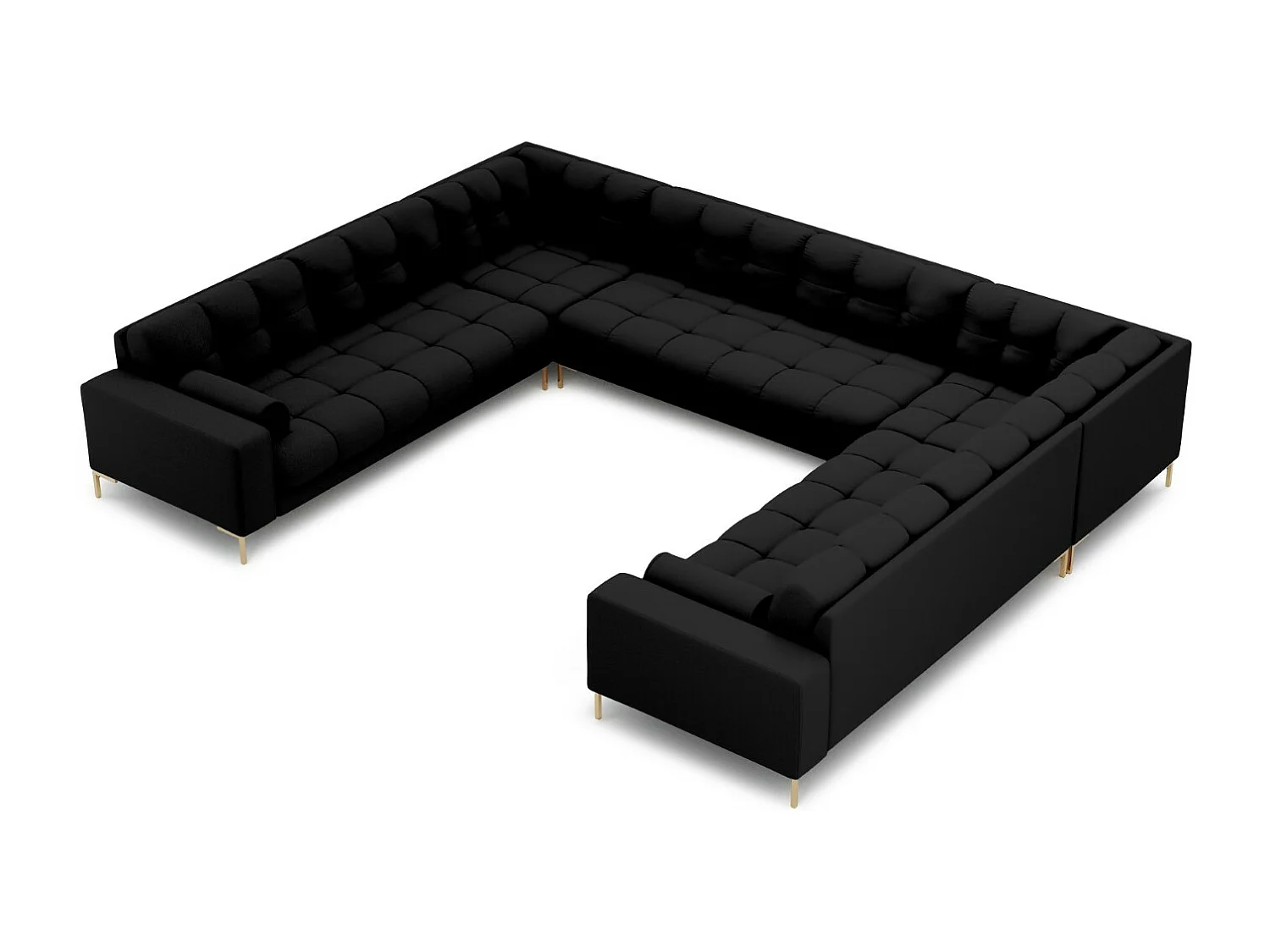 Cosmopolitan Design - Sofa panoramiczna, "Bali" 9 miejsc tkanina strukturalna, czarny - 327x256x75cm 3745503 - obrazek 1