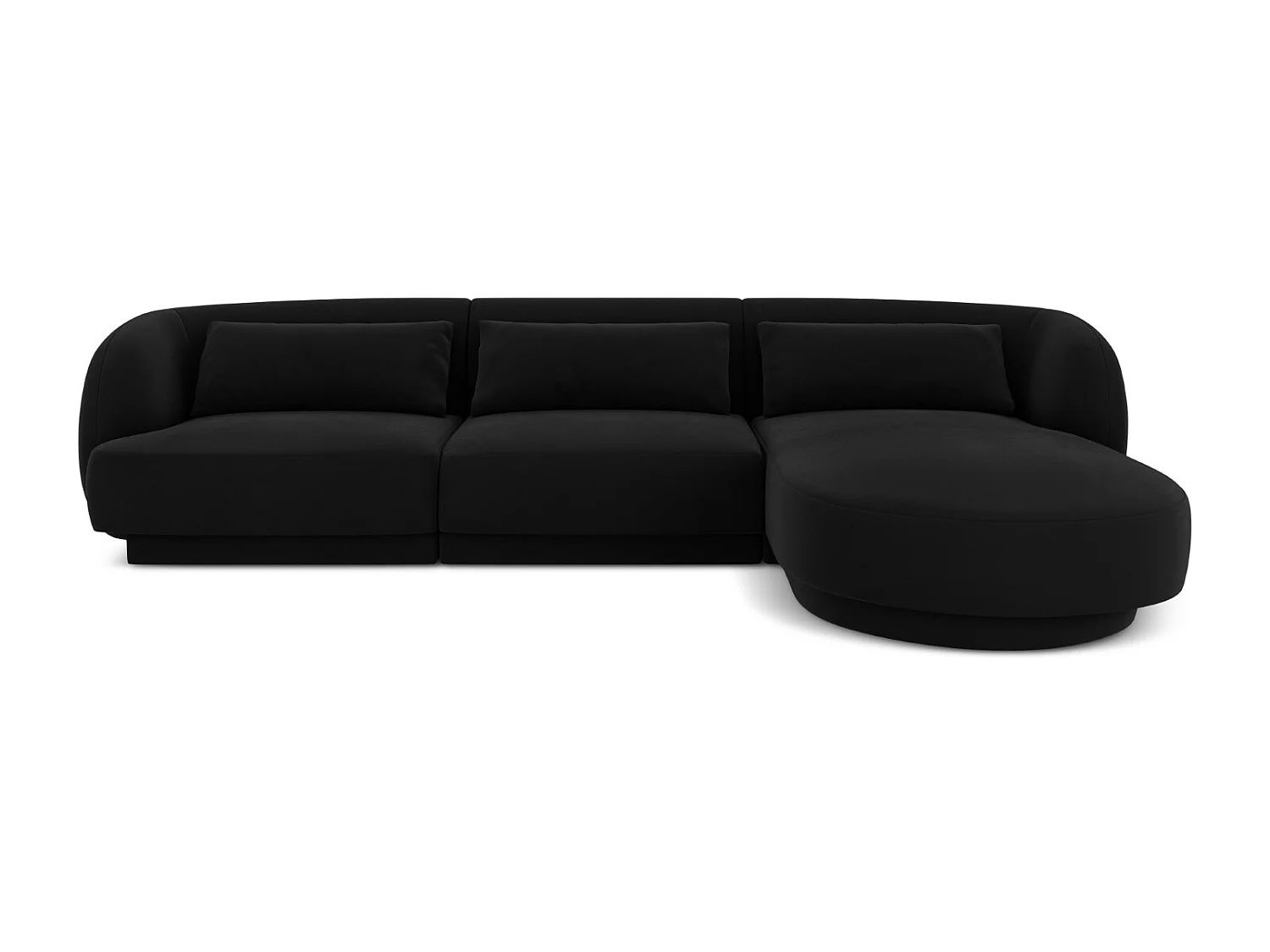 Cosmopolitan Design – Narożnik prawy, „Tulum” 4 miejsca welur, czarny – 255x156x70cm 3745523
