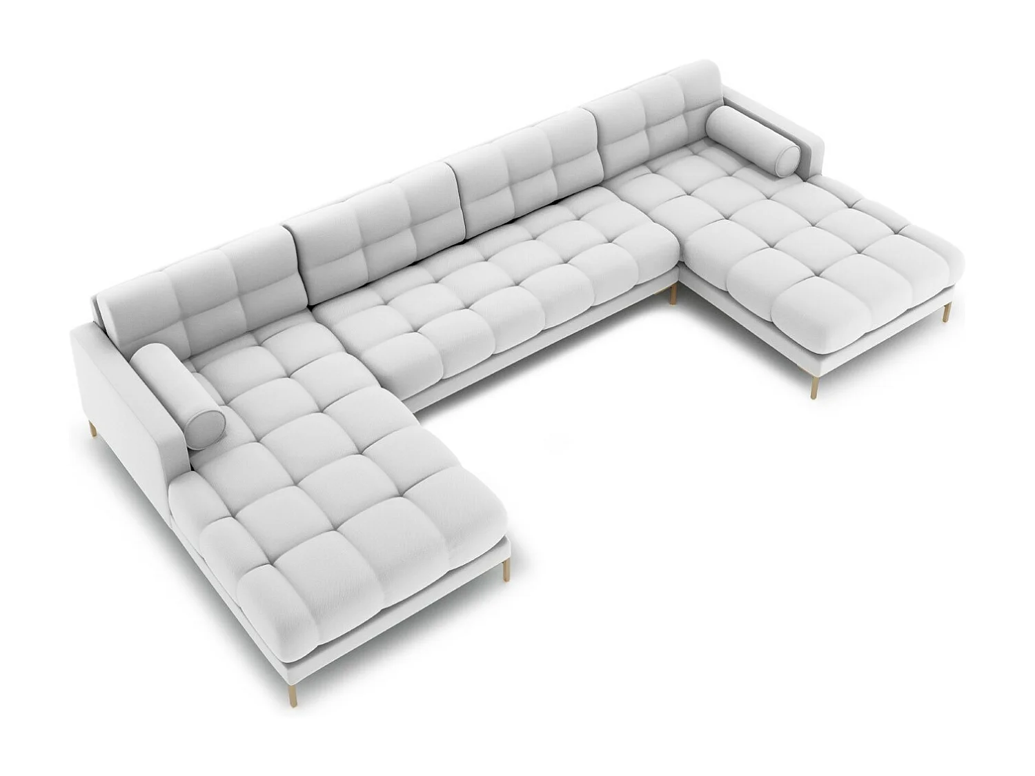 Cosmopolitan Design - Sofa panoramiczna, "Bali" 7 miejsc tkanina strukturalna, szary jasny - 383x185x75cm 3745526 - obrazek 1