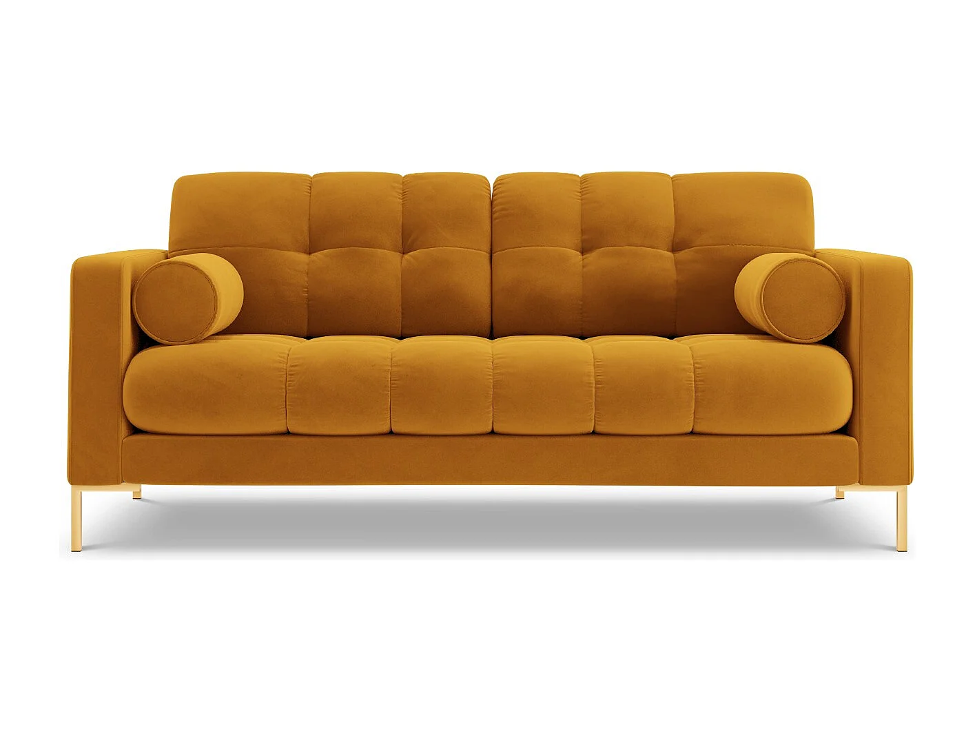 Cosmopolitan Design - Sofa, "Bali" 2 miejsca welur, żółty - 152x92x75cm 3745530 - obrazek 1