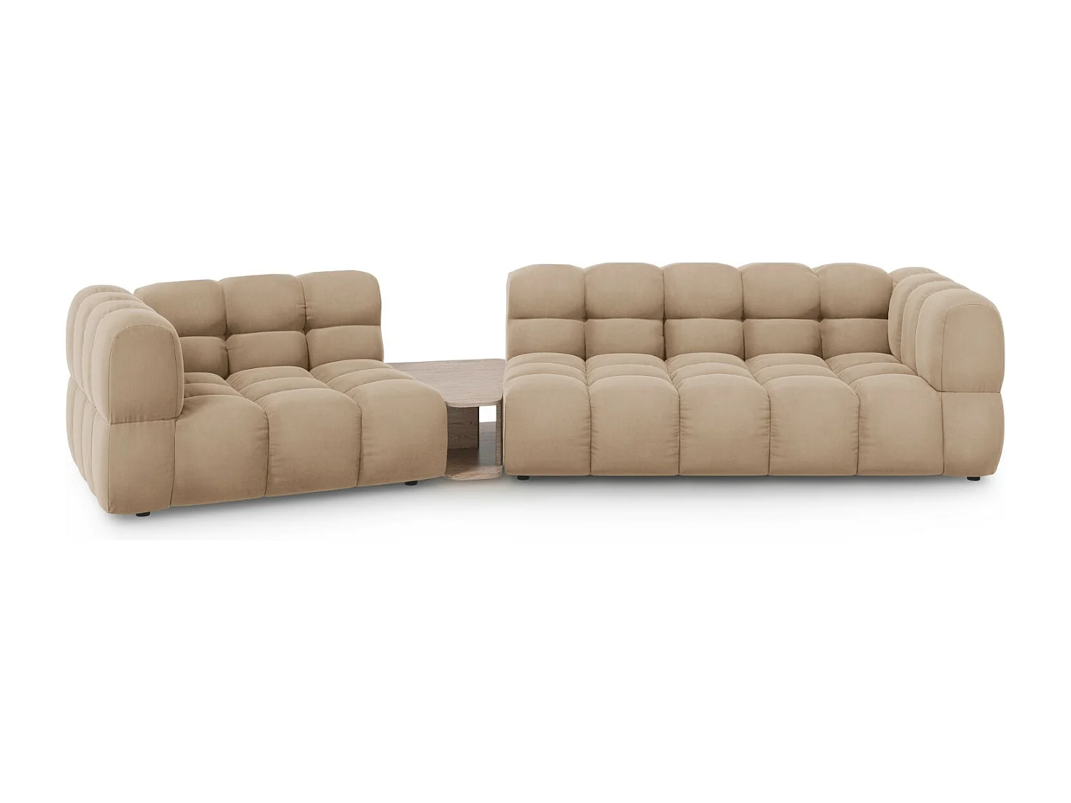 Cosmopolitan Design - Sofa modułowa bok lewy, "Sky" 3 miejsca welur, piasek - 353x148x75cm 3745542 - obrazek 1