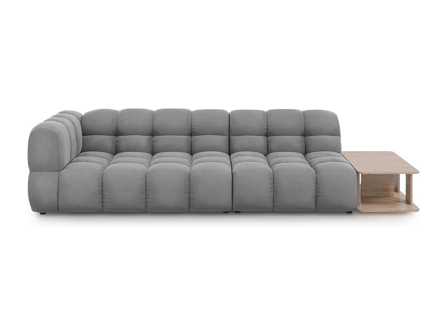 Cosmopolitan Design - Sofa modułowa bok prawy, "Sky" 4 miejsca welur, szary jasny - 297x102x75cm 3745549 - obrazek 1