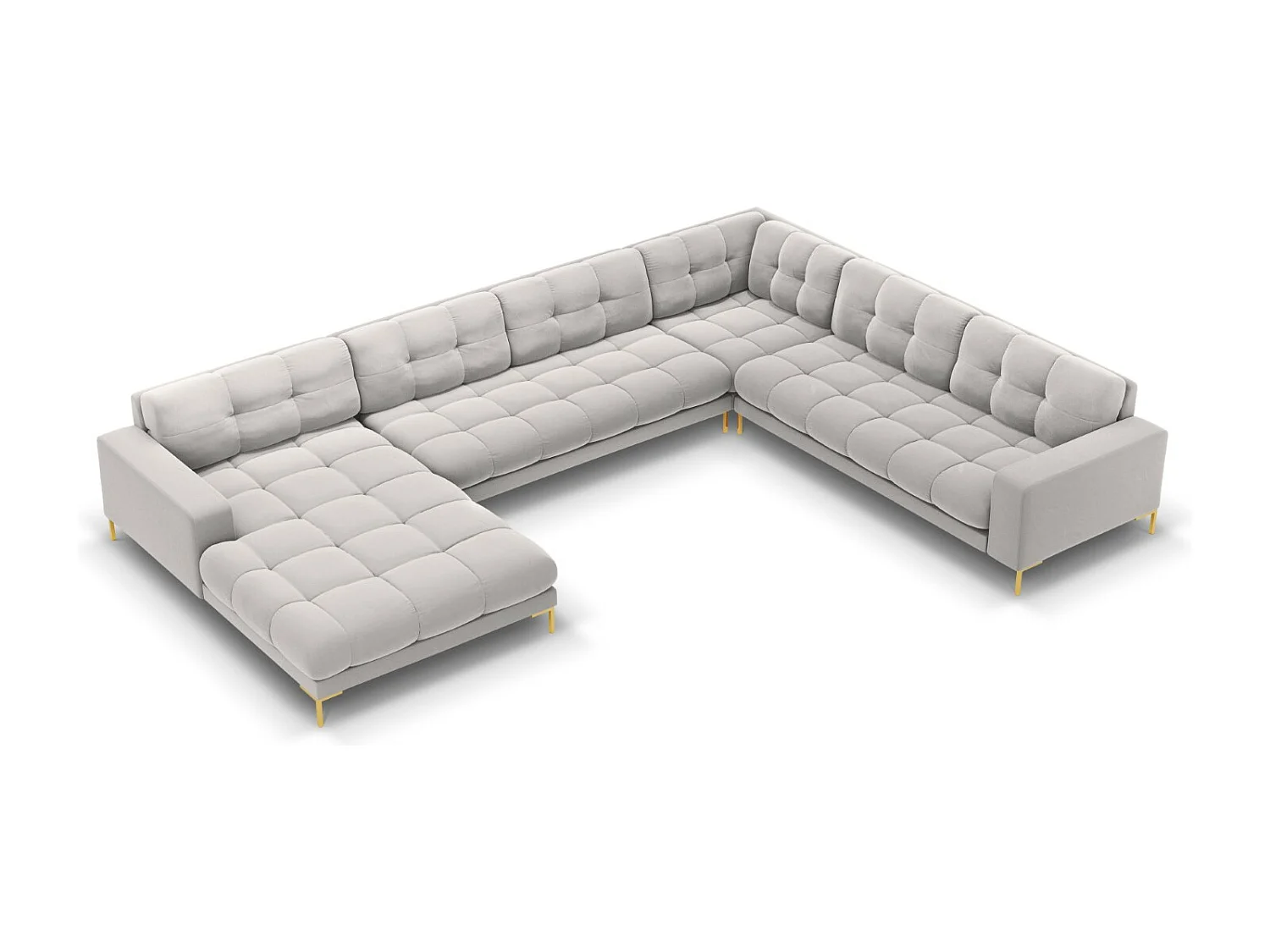 Cosmopolitan Design - Narożnik prawy panoramiczny, "Bali" 7 miejsc welur, srebrny - 327x256x75cm 3745555 - obrazek 1