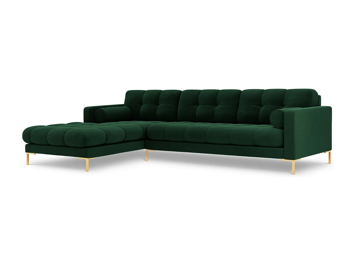 Cosmopolitan Design - Narożnik lewy, "Bali" 5 miejsc welur, zielony butelkowy - 293x185x75cm 3745580 - obrazek 1