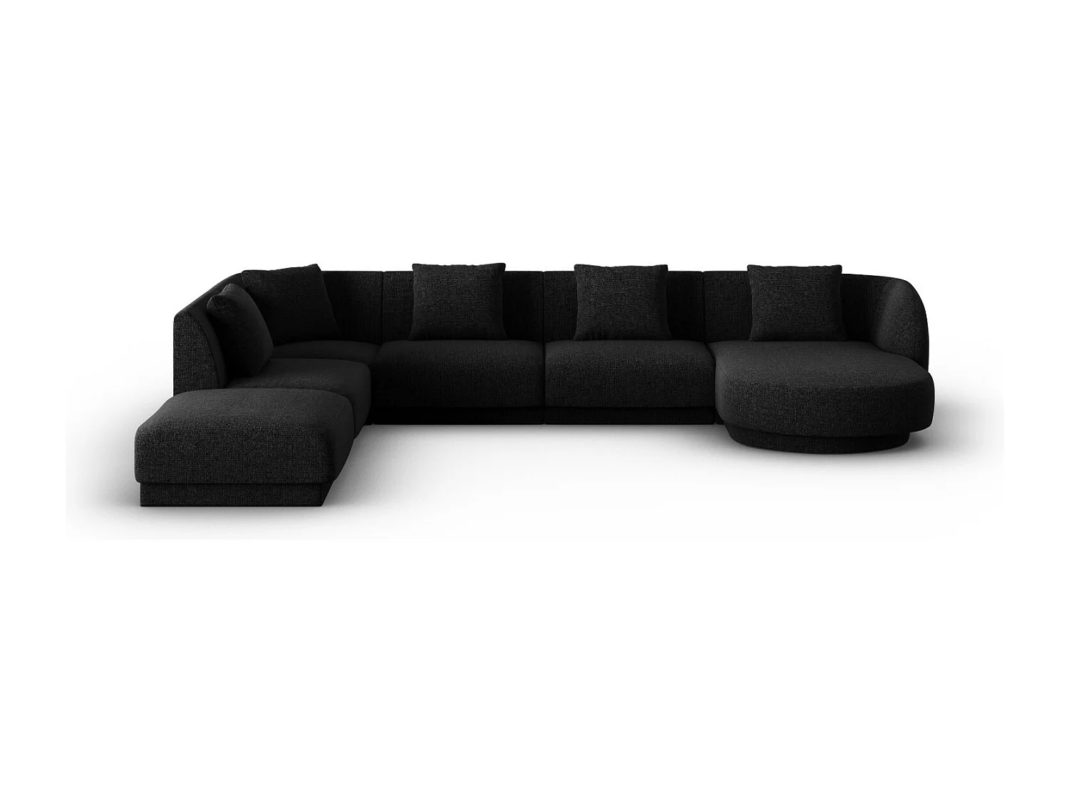 Cosmopolitan Design – Narożnik lewy panoramiczny, „Tulum” 6 miejsc szenil, czarny – 330x255x70cm 3745593