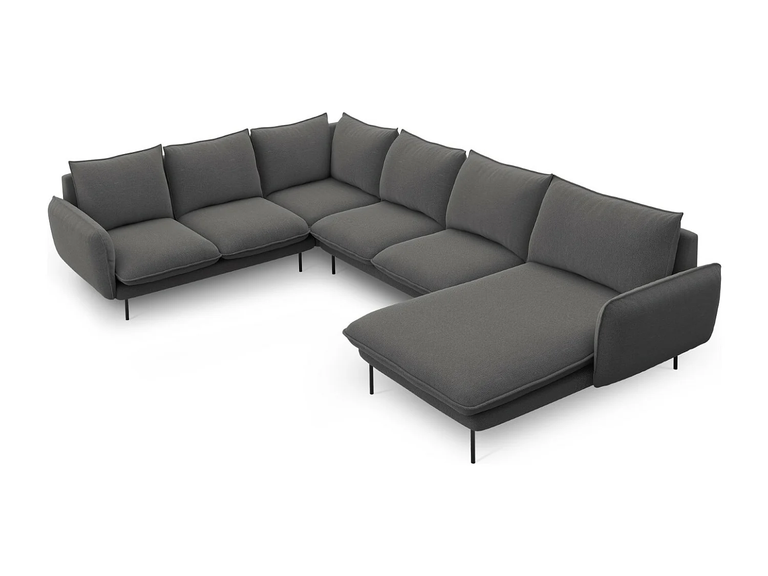 Cosmopolitan Design – Narożnik lewy panoramiczny, „Vienna” 7 miejsc tkanina strukturalna, szary ciemny – 330x235x95cm 3745610