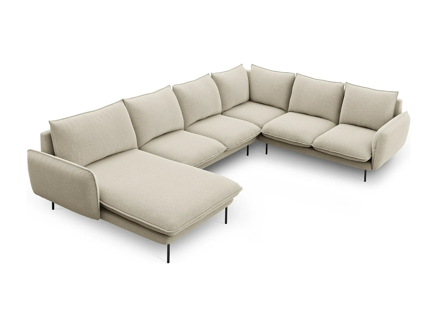 Cosmopolitan Design - Narożnik prawy panoramiczny, "Vienna" 7 miejsc tkanina strukturalna, beż - 330x235x95cm 3745611 - obrazek 1