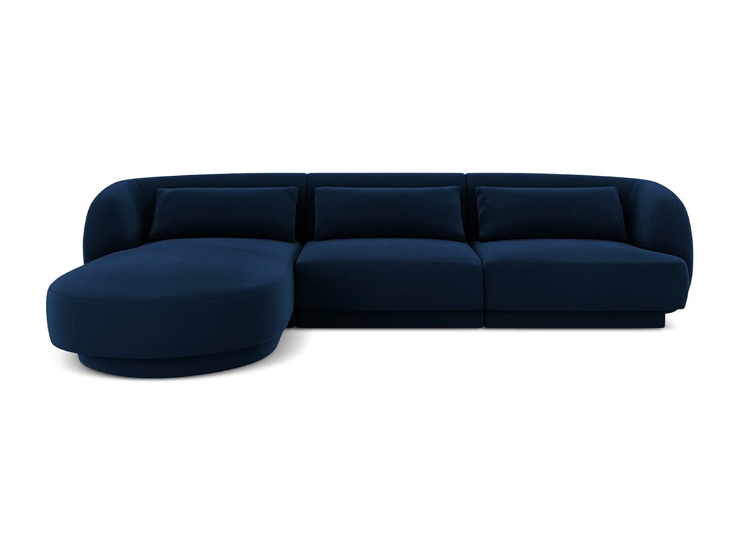 Cosmopolitan Design - Narożnik lewy, "Tulum" 4 miejsca welur, błękit królewski - 255x156x70cm 3745625 - obrazek 1
