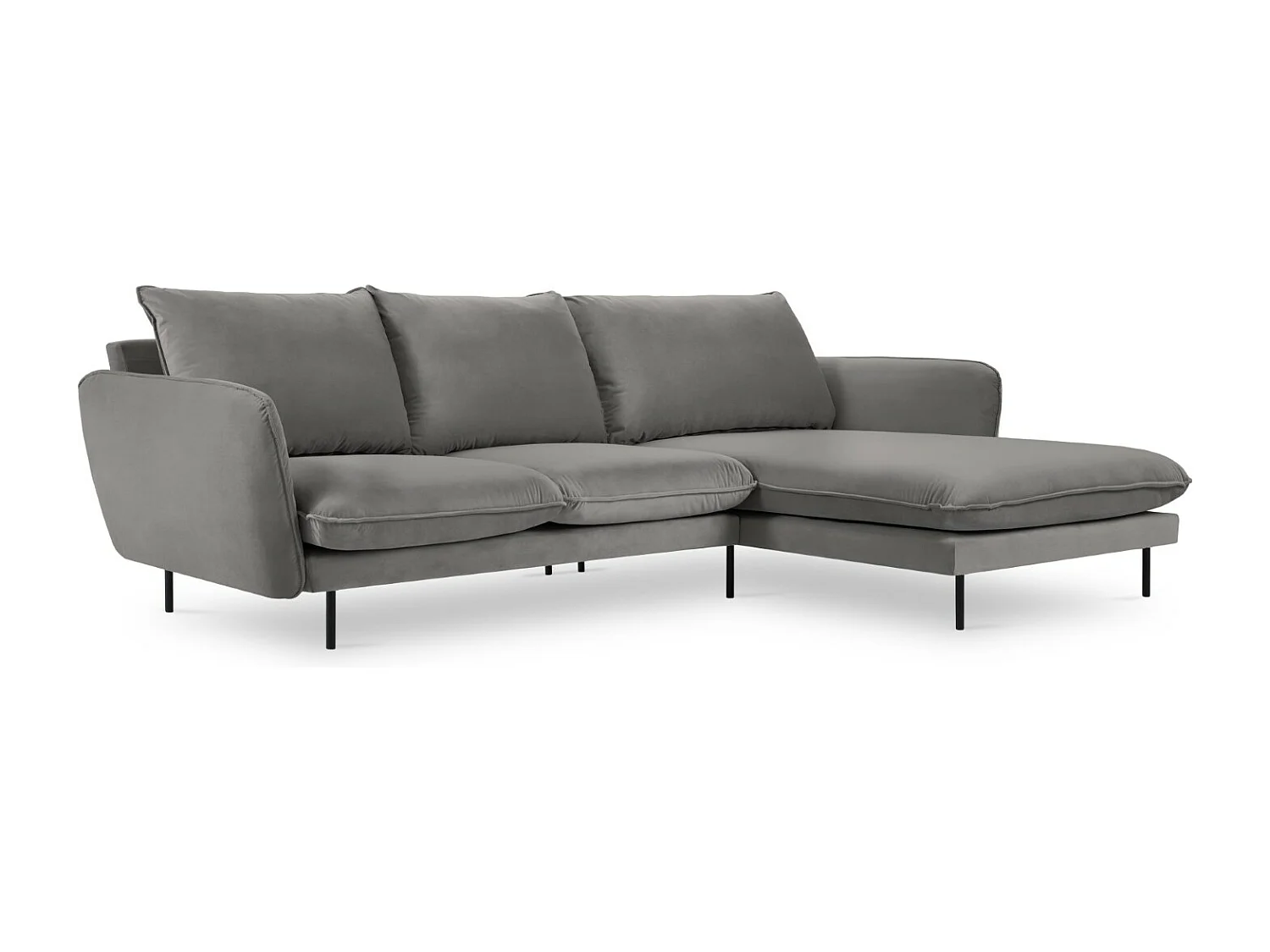 Cosmopolitan Design – Narożnik prawy, „Vienna” 5 miejsc welur, szary jasny – 255x170x95cm 3745629