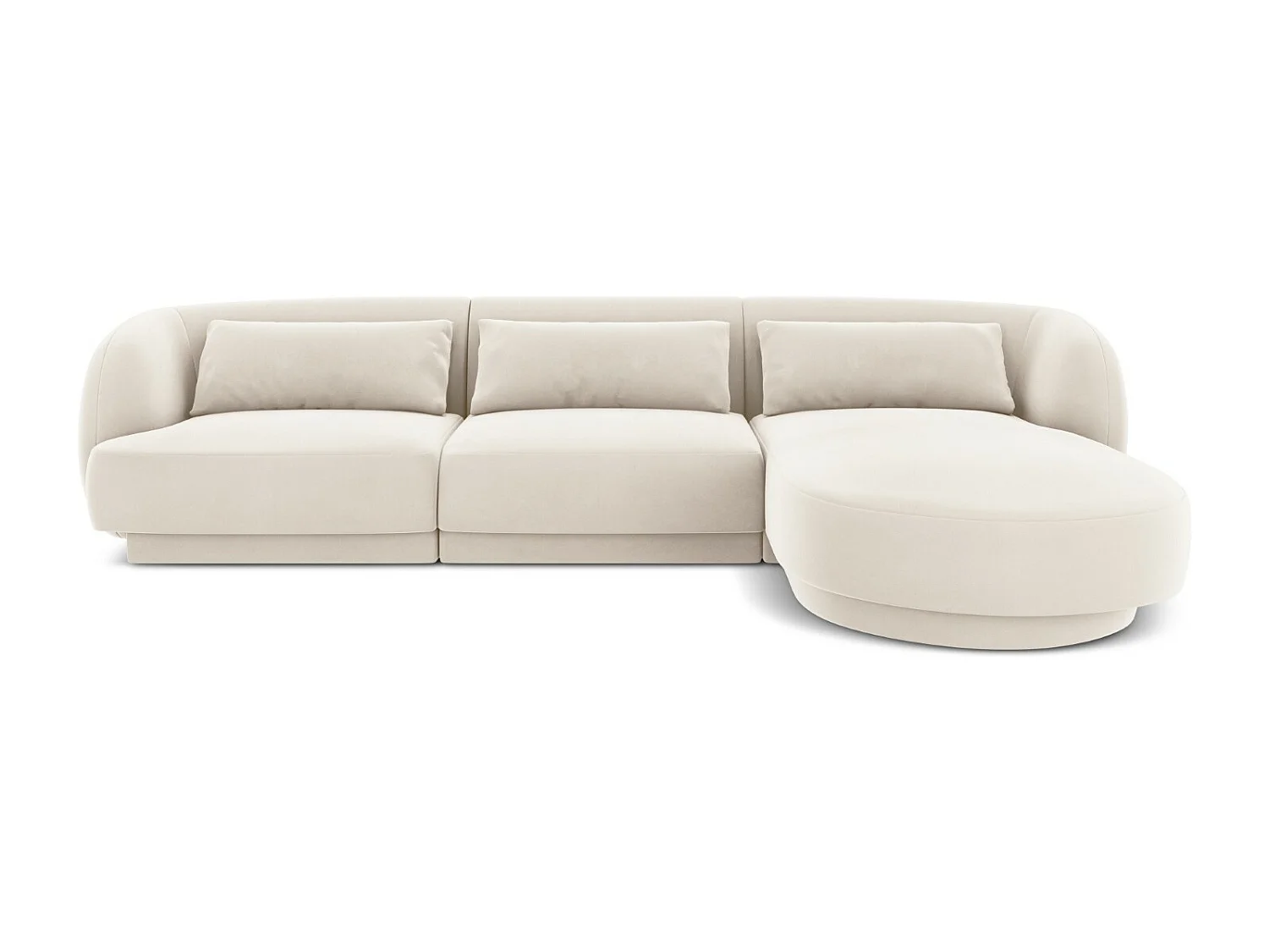 Cosmopolitan Design – Narożnik prawy, „Tulum” 4 miejsca welur, beż jasny – 255x156x70cm 3745631