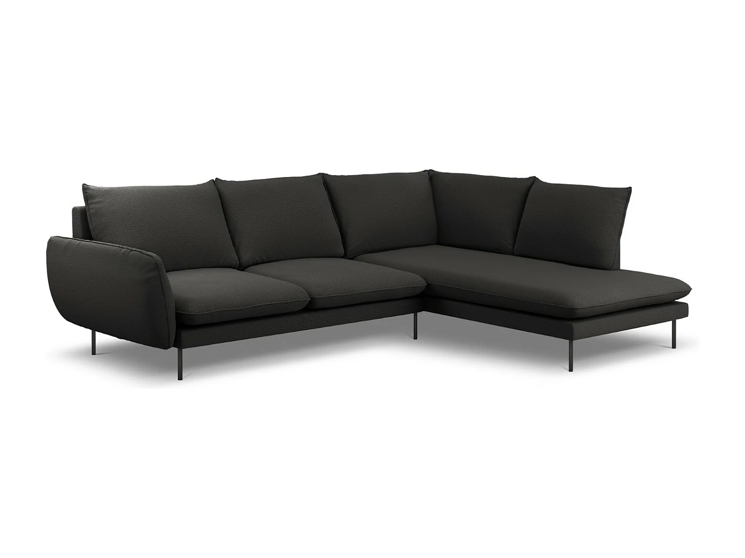Cosmopolitan Design – Narożnik prawy, „Vienna” 6 miejsc boucle, czarny – 275x185x95cm 3745633