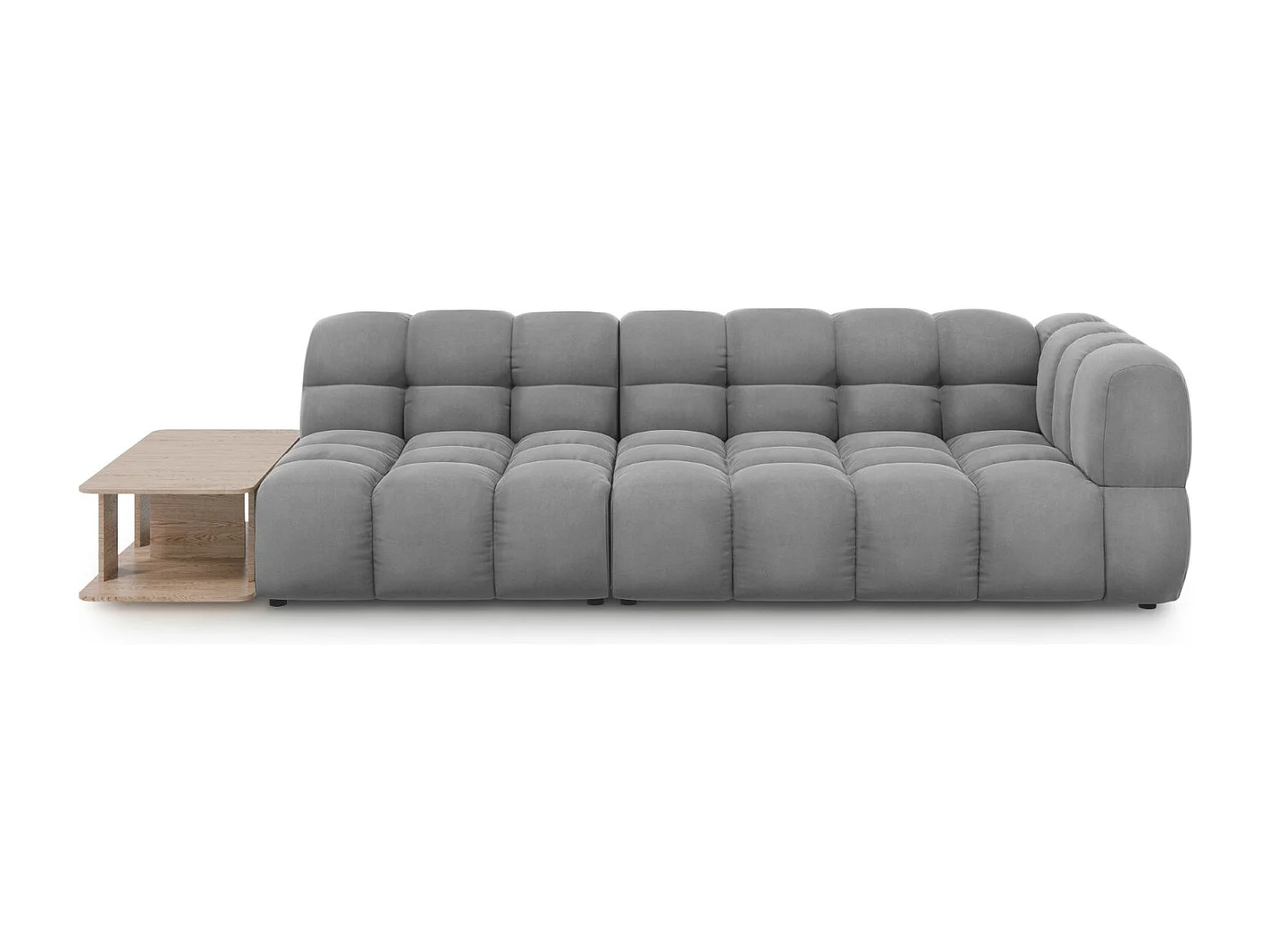 Cosmopolitan Design - Sofa modułowa bok lewy, "Sky" 4 miejsca welur, szary jasny - 297x102x75cm 3745646 - obrazek 1