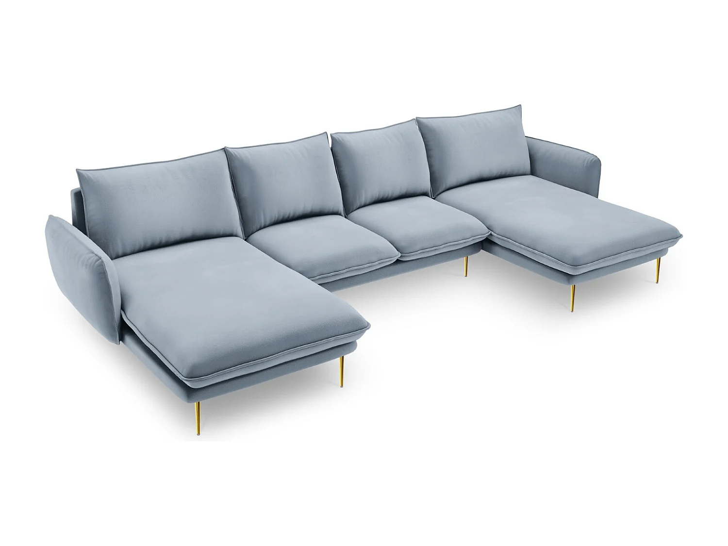 Cosmopolitan Design - Sofa panoramiczna, "Vienna" 6 miejsc welur, niebieski jasny - 350x170x95cm 3745661 - obrazek 1