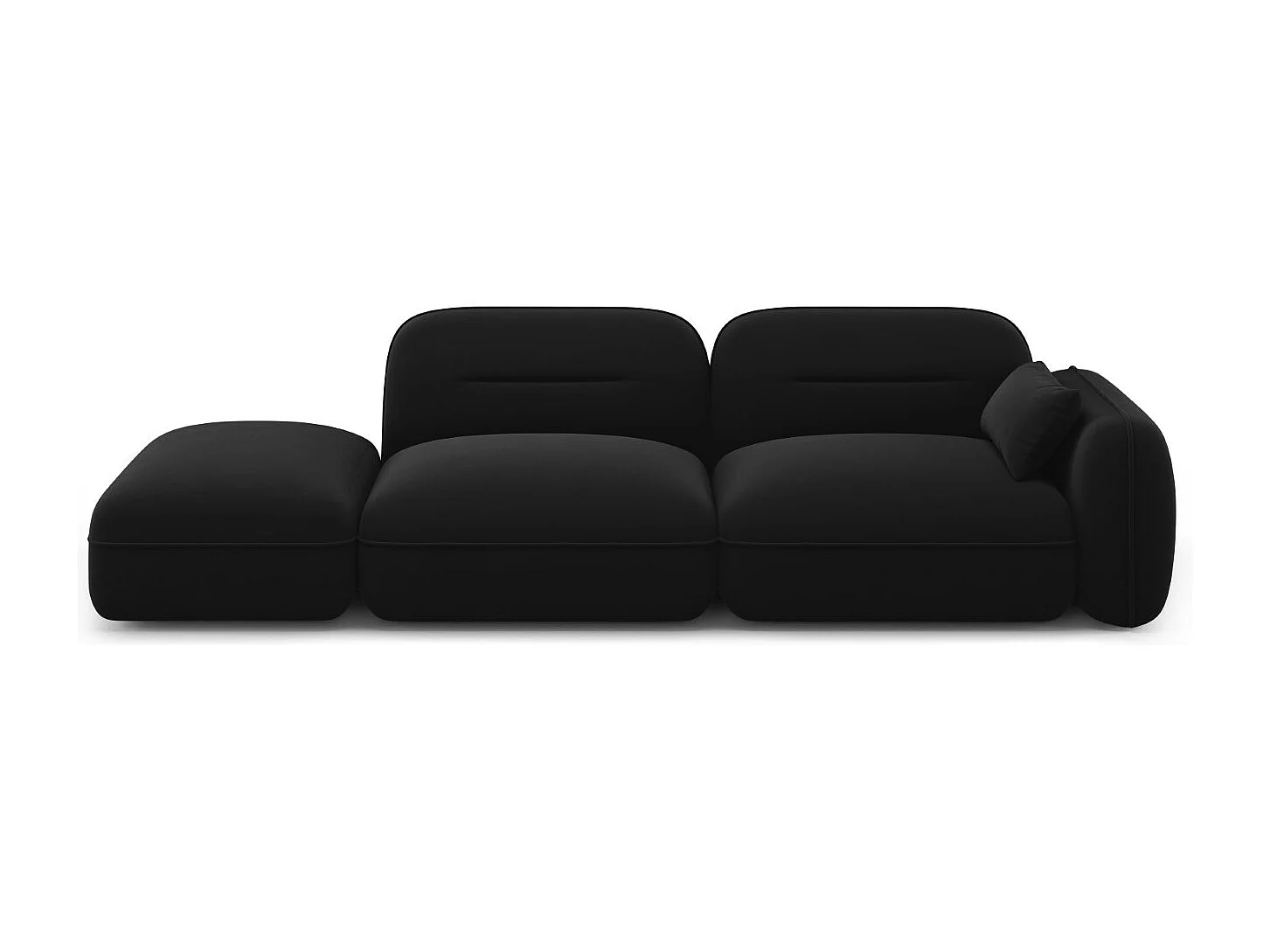 Cosmopolitan Design - Sofa modułowa bok lewy, "Sydney" 3 miejsca welur, czarny - 295x90x70cm 3745664 - obrazek 1