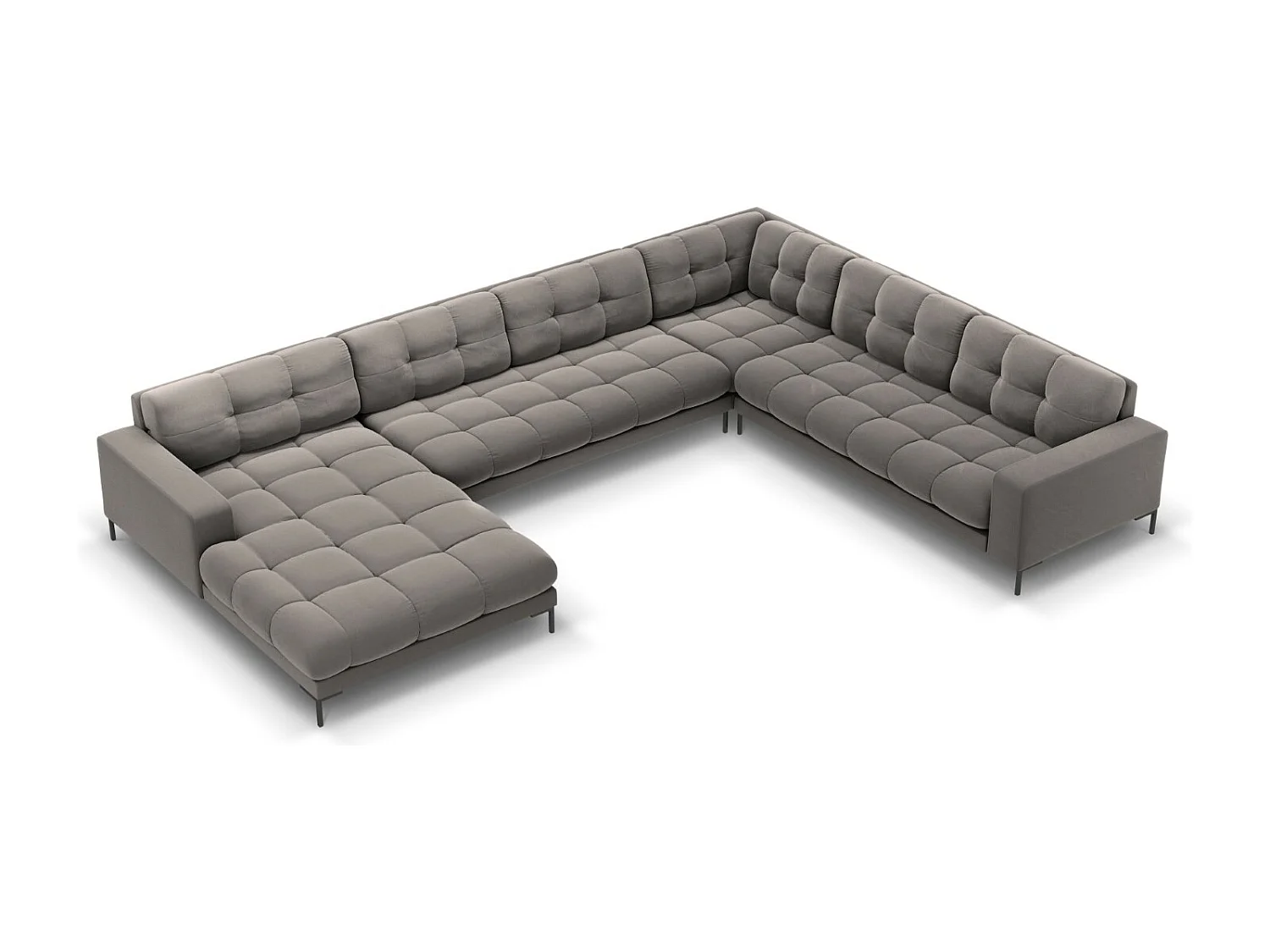 Cosmopolitan Design - Narożnik prawy panoramiczny, "Bali" 7 miejsc welur, szary jasny - 327x256x75cm 3745665 - obrazek 1