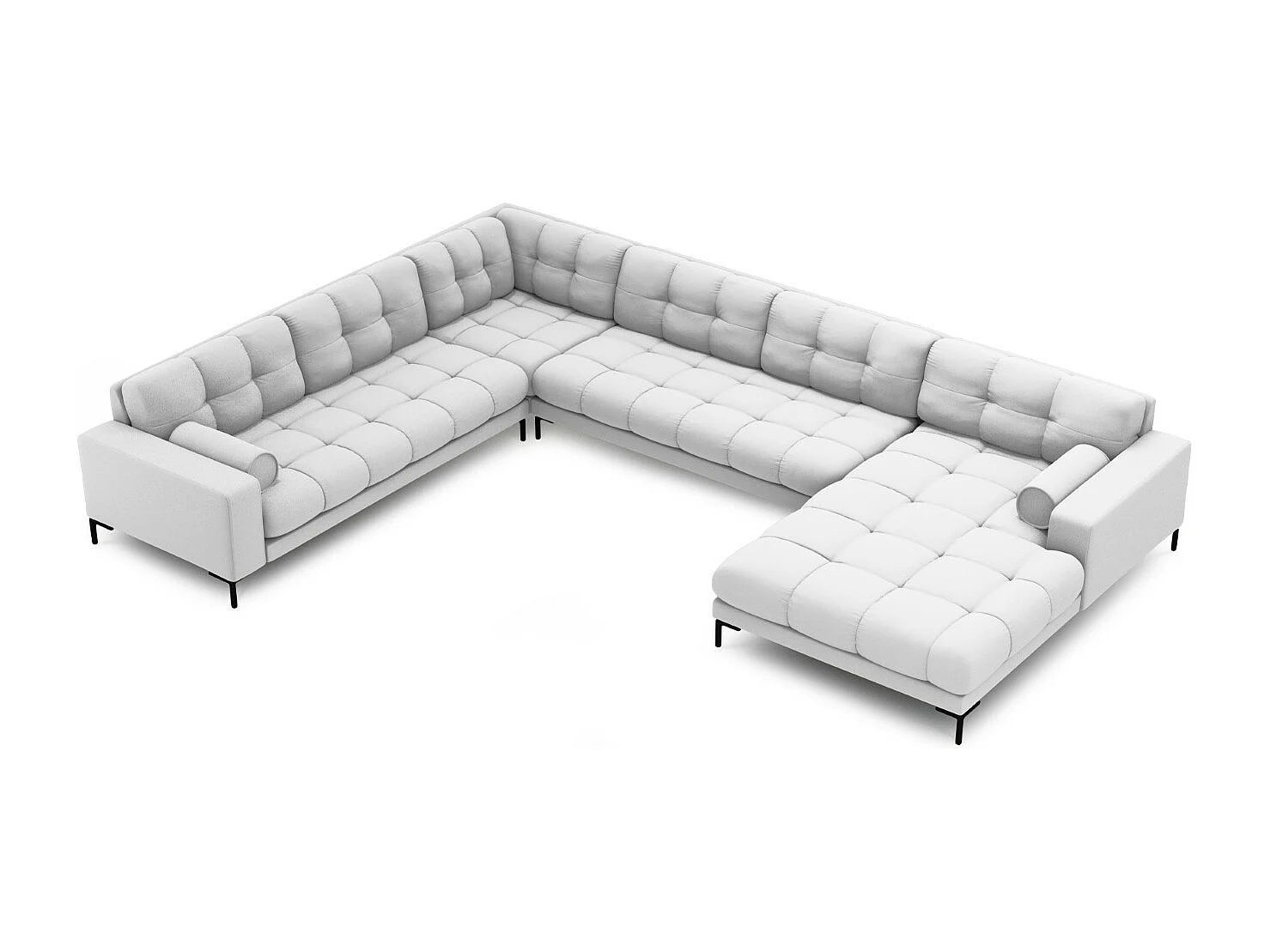 Cosmopolitan Design – Narożnik lewy panoramiczny, „Bali” 7 miejsc tkanina strukturalna, szary jasny – 327x256x75cm 3745668
