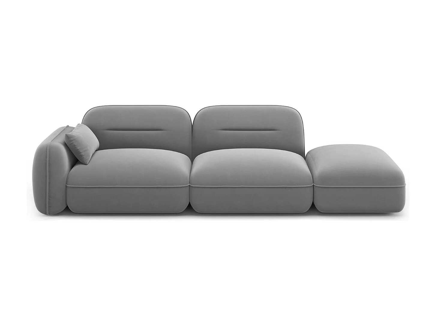 Cosmopolitan Design - Sofa modułowa bok prawy, "Sydney" 3 miejsca welur, szary jasny - 295x90x70cm 3745682 - obrazek 1