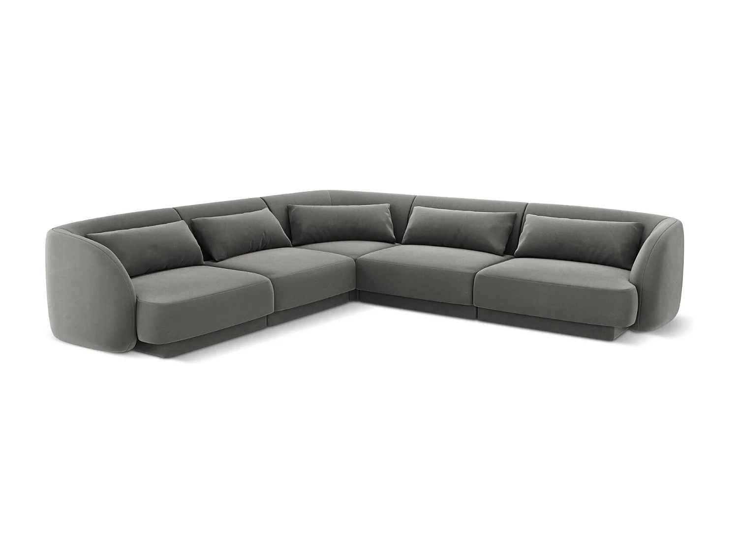 Cosmopolitan Design - Narożnik symetryczny, "Tulum" 5 miejsc welur, szary jasny - 255x255x70cm 3745683 - obrazek 1