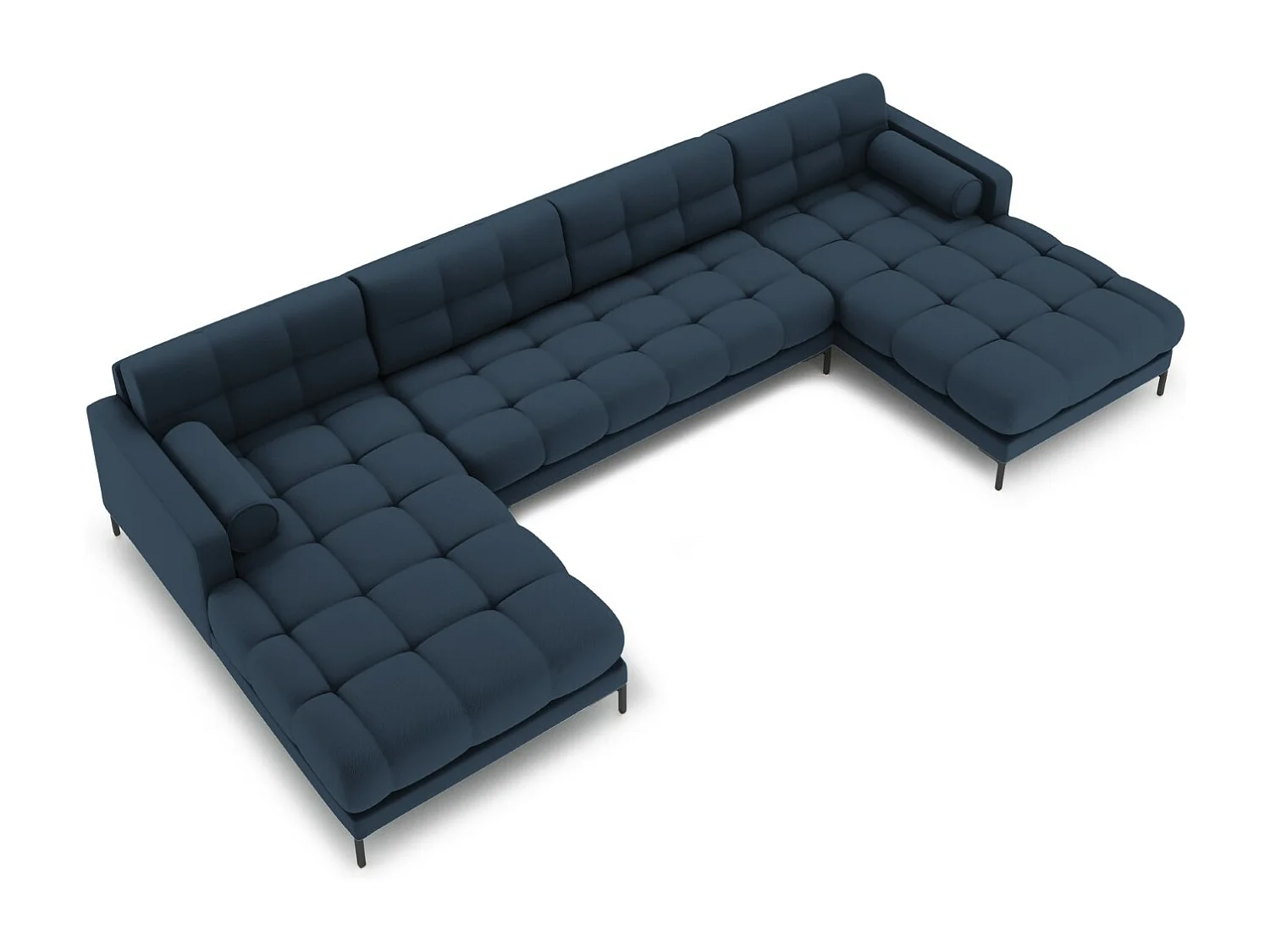 Cosmopolitan Design - Sofa panoramiczna, "Bali" 7 miejsc tkanina strukturalna, niebieski - 383x185x75cm 3745685 - obrazek 1