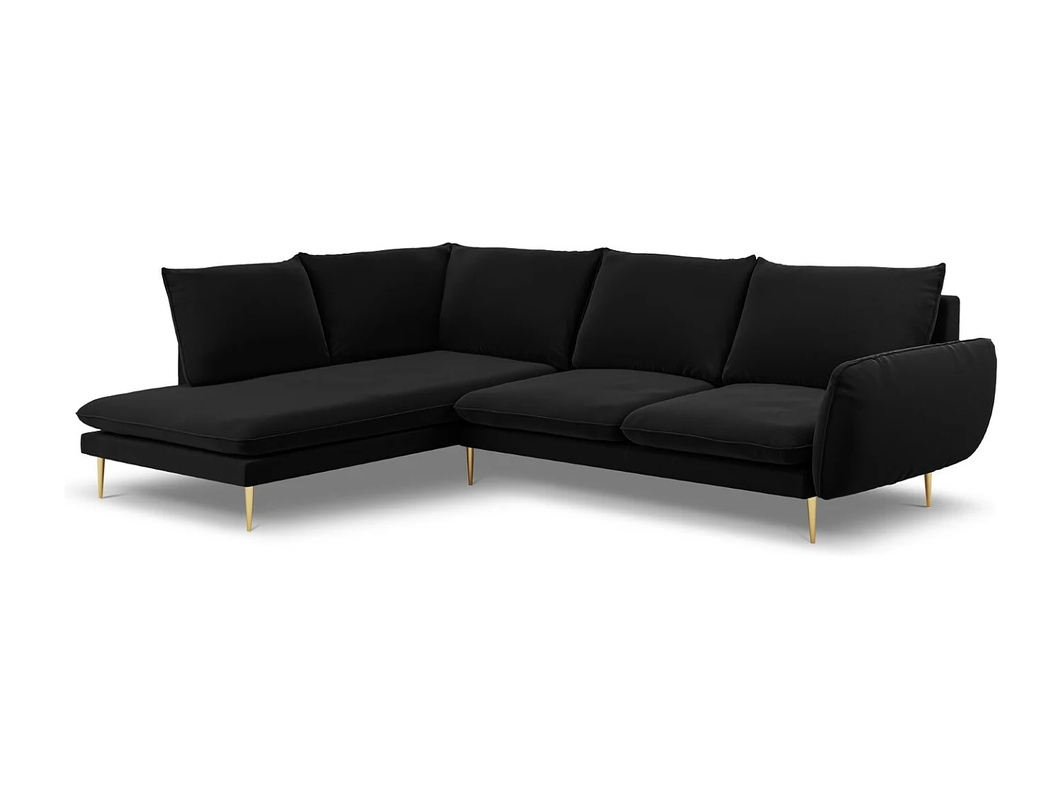 Cosmopolitan Design - Narożnik lewy, "Vienna" 6 miejsc welur, czarny - 275x185x95cm 3745705 - obrazek 1