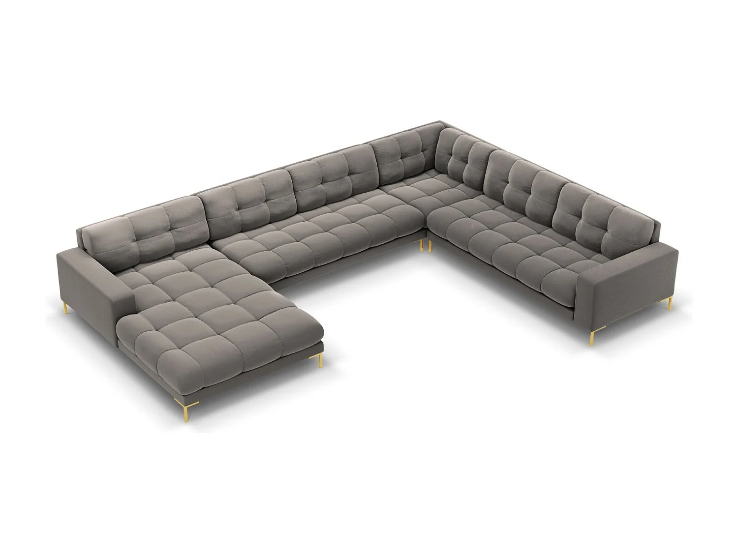 Cosmopolitan Design - Narożnik prawy panoramiczny, "Bali" 7 miejsc welur, szary jasny - 327x256x75cm 3745707 - obrazek 1