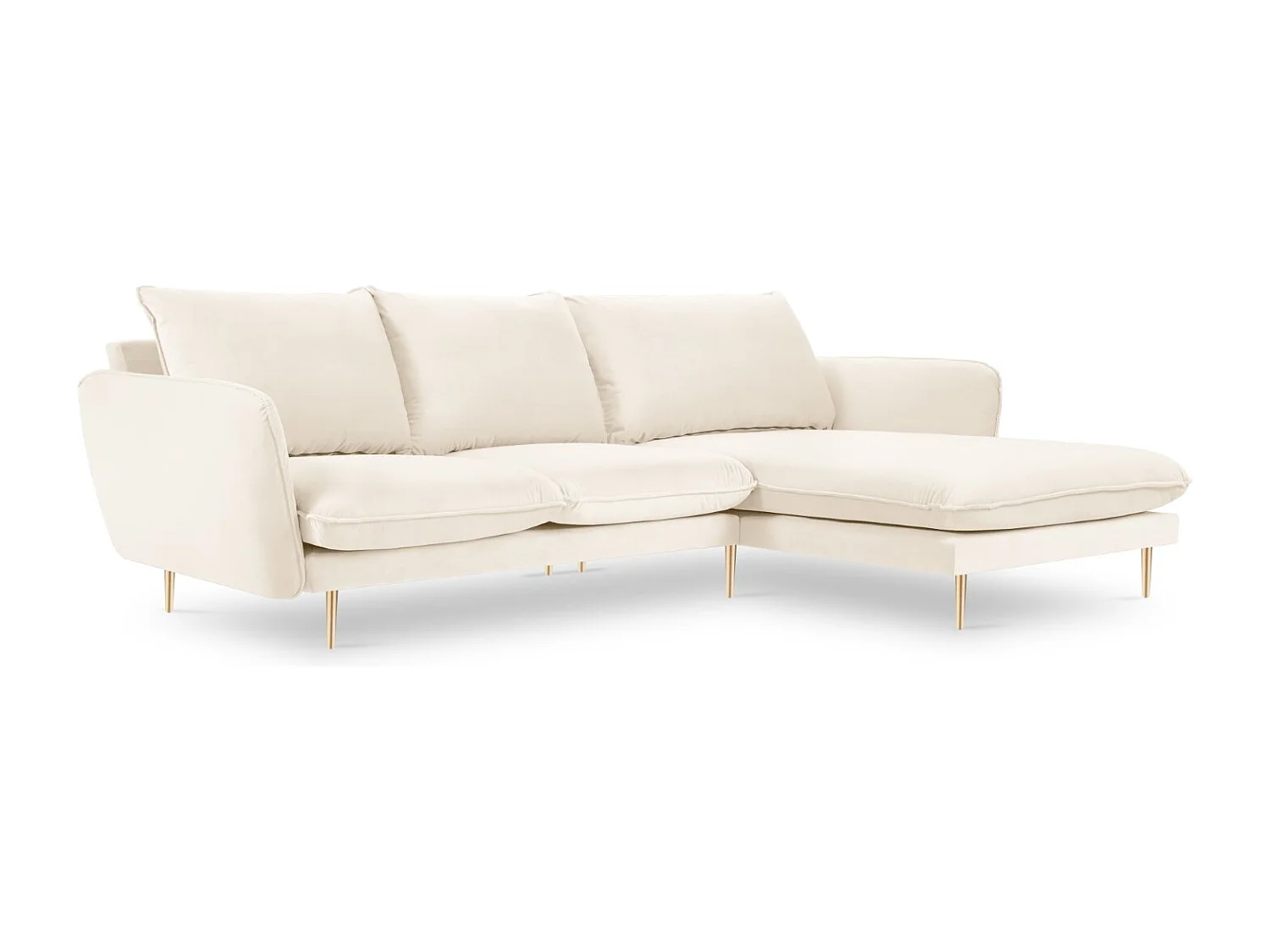 Cosmopolitan Design – Narożnik prawy, „Vienna” 5 miejsc welur, beż jasny – 255x170x95cm 3745721