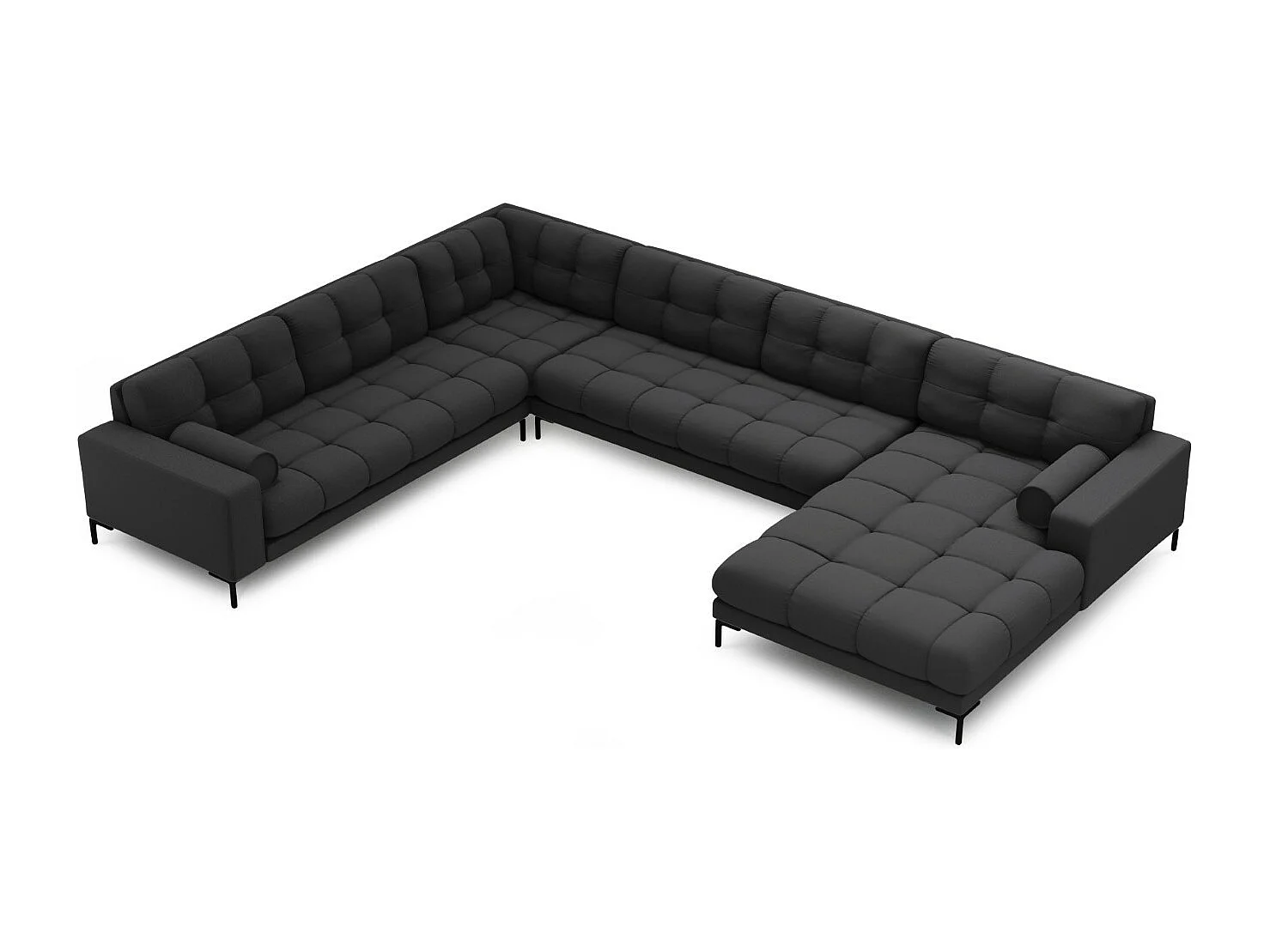 Cosmopolitan Design – Narożnik lewy panoramiczny, „Bali” 7 miejsc tkanina strukturalna, szary ciemny – 327x256x75cm 3745743