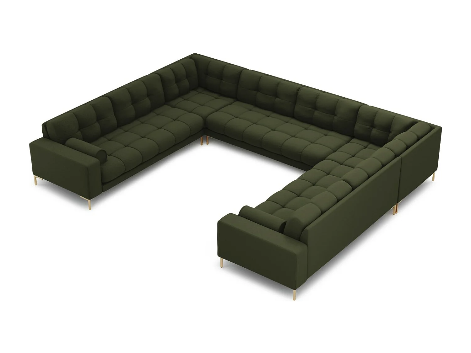 Cosmopolitan Design - Sofa panoramiczna, "Bali" 9 miejsc tkanina strukturalna, zielony - 327x256x75cm 3745745 - obrazek 1