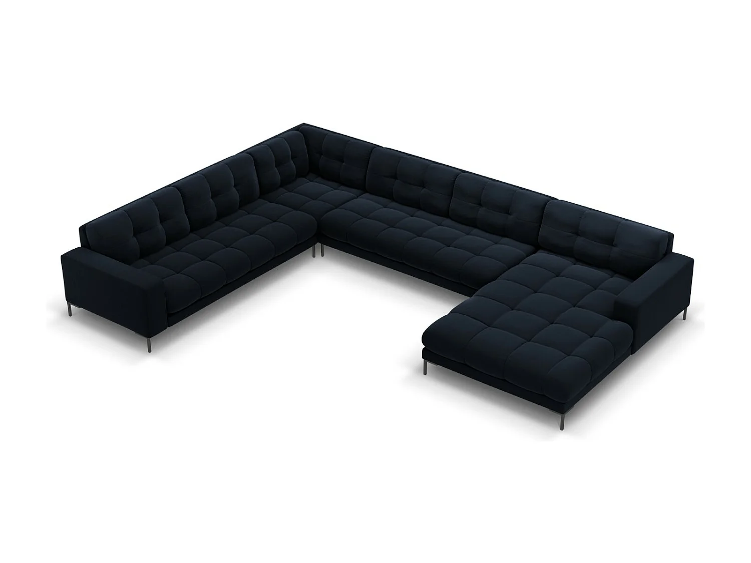Cosmopolitan Design – Narożnik lewy panoramiczny, „Bali” 7 miejsc welur, niebieski ciemny – 327x256x75cm 3745749