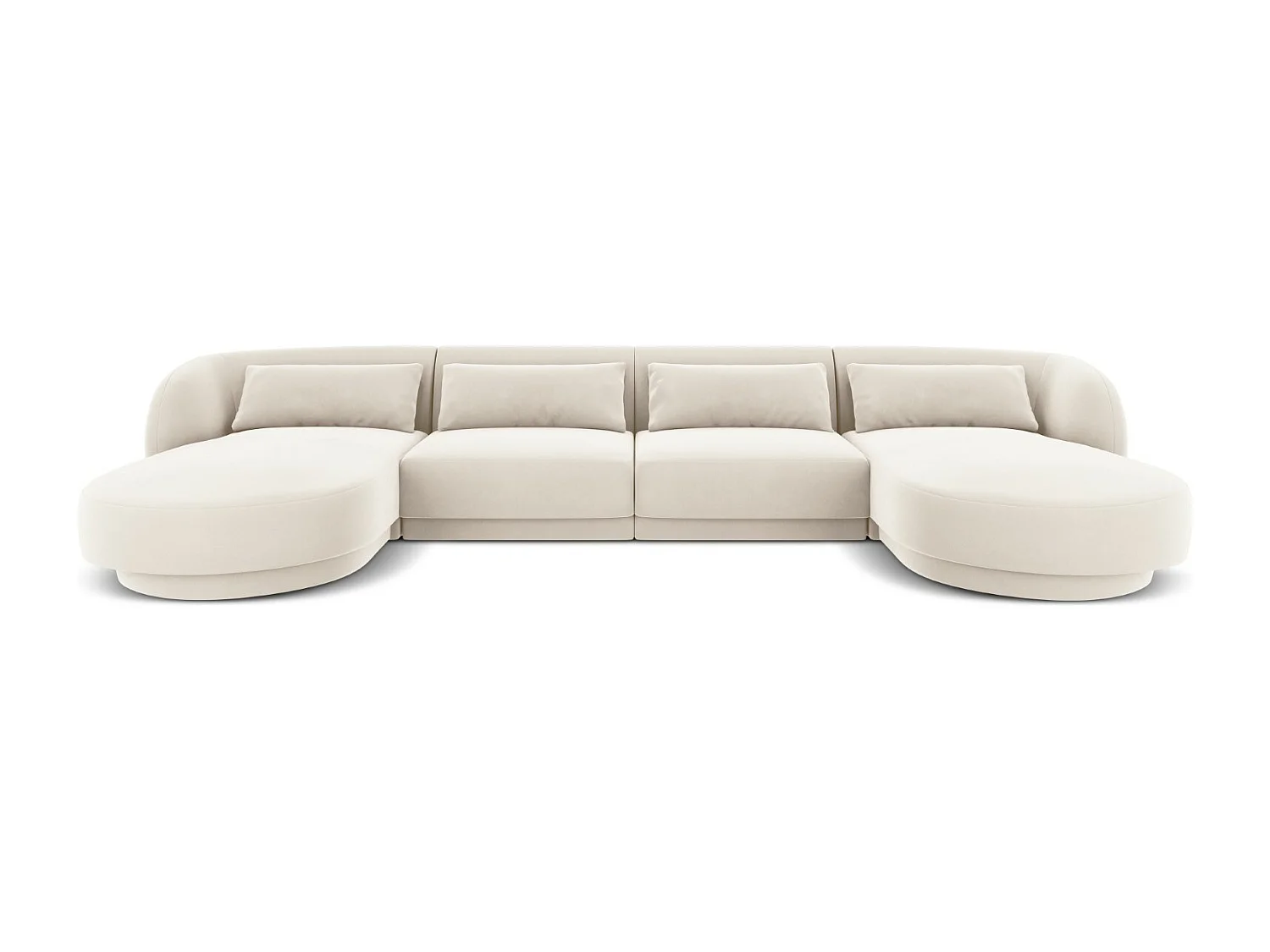 Cosmopolitan Design - Sofa panoramiczna, "Tulum" 5 miejsc welur, beż jasny - 330x156x70cm 3745751 - obrazek 1