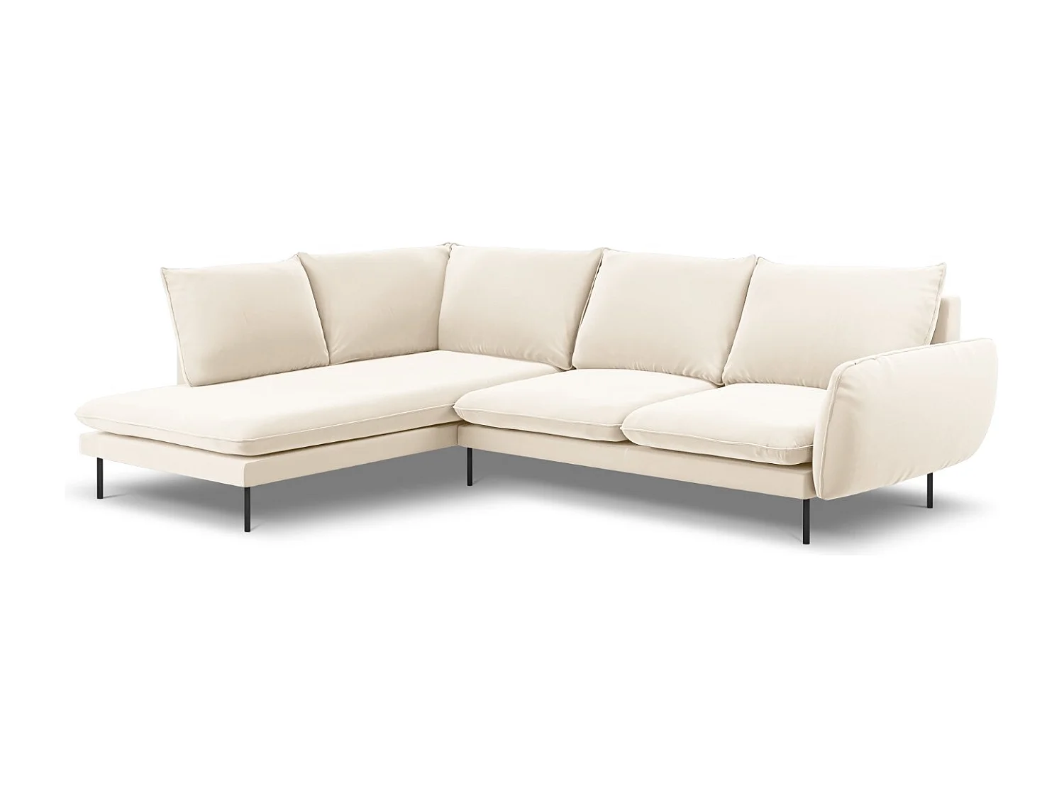 Cosmopolitan Design - Narożnik lewy, "Vienna" 6 miejsc welur, beż jasny - 275x185x95cm 3745752 - obrazek 1